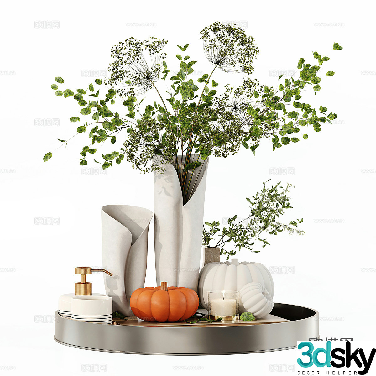 New Chinese vase flower art jewelry ornaments 3D model