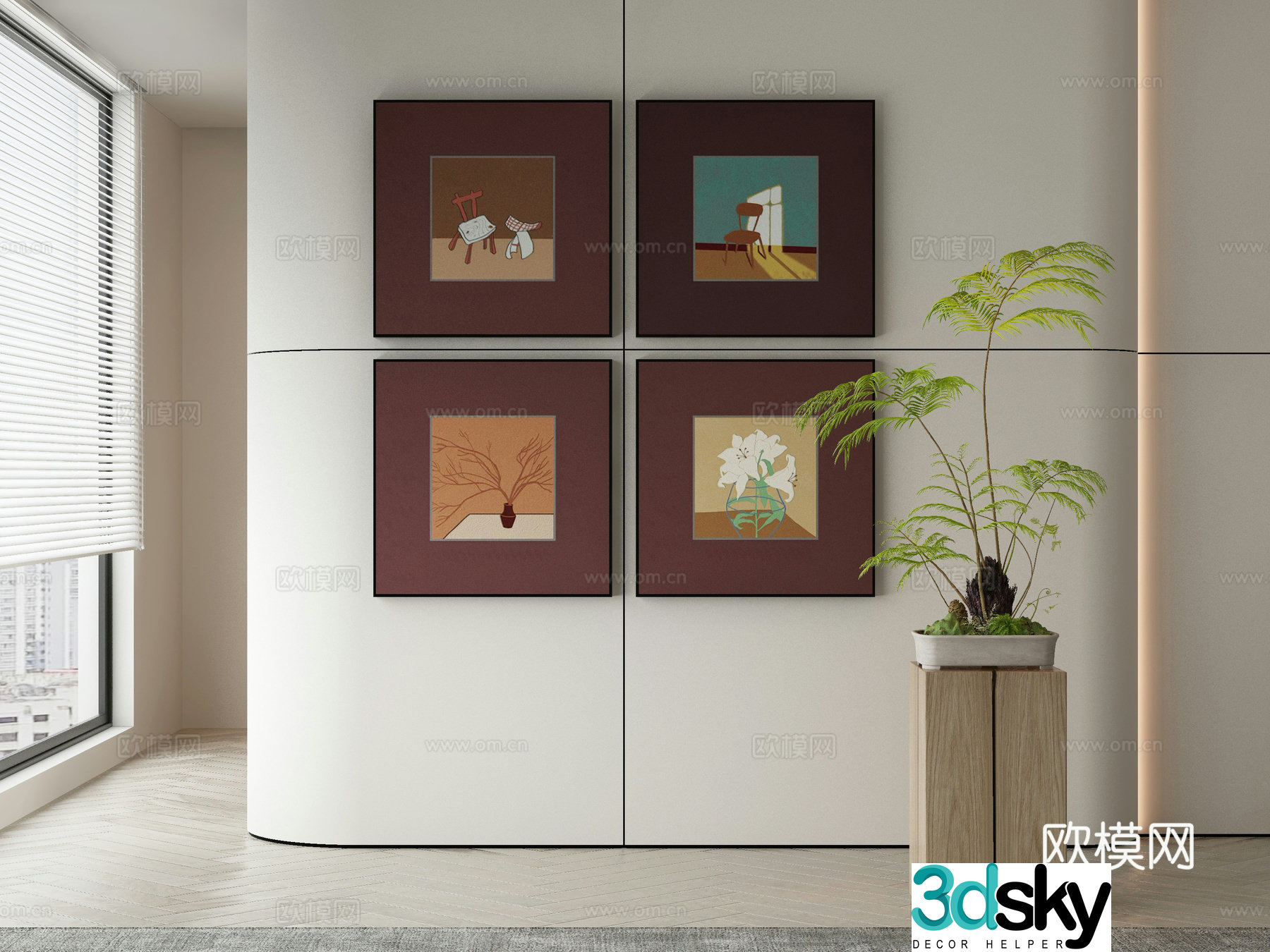 Modern Wasabi Hanging Painting Oil Painting 3D Model