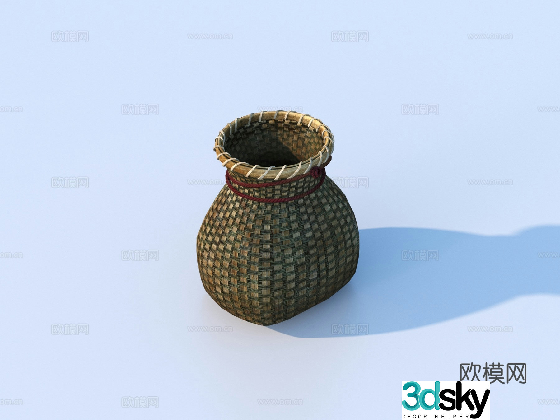 Fish basket fishing gear weaving container 3d model