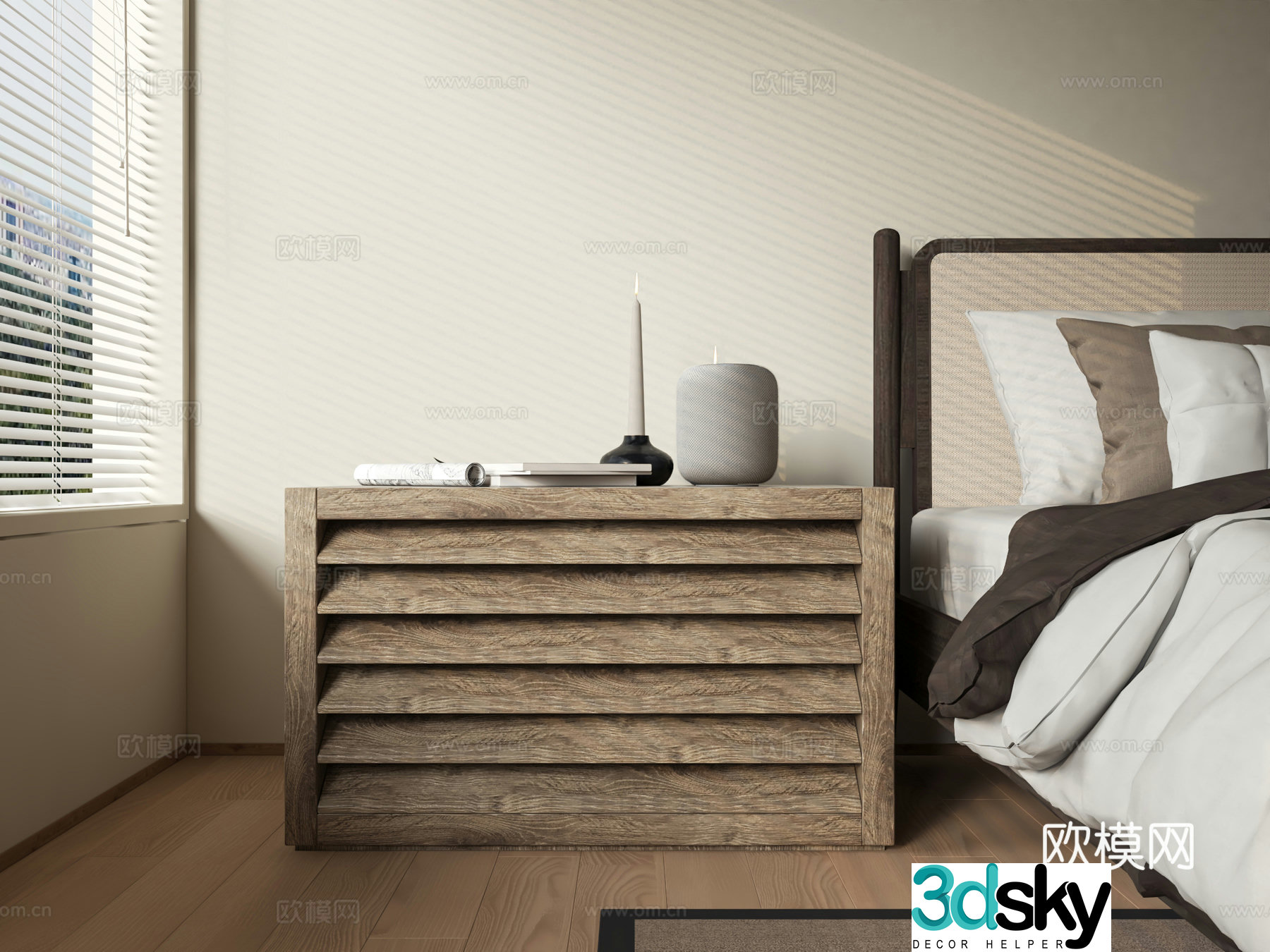 Modern style bedside table 3d model