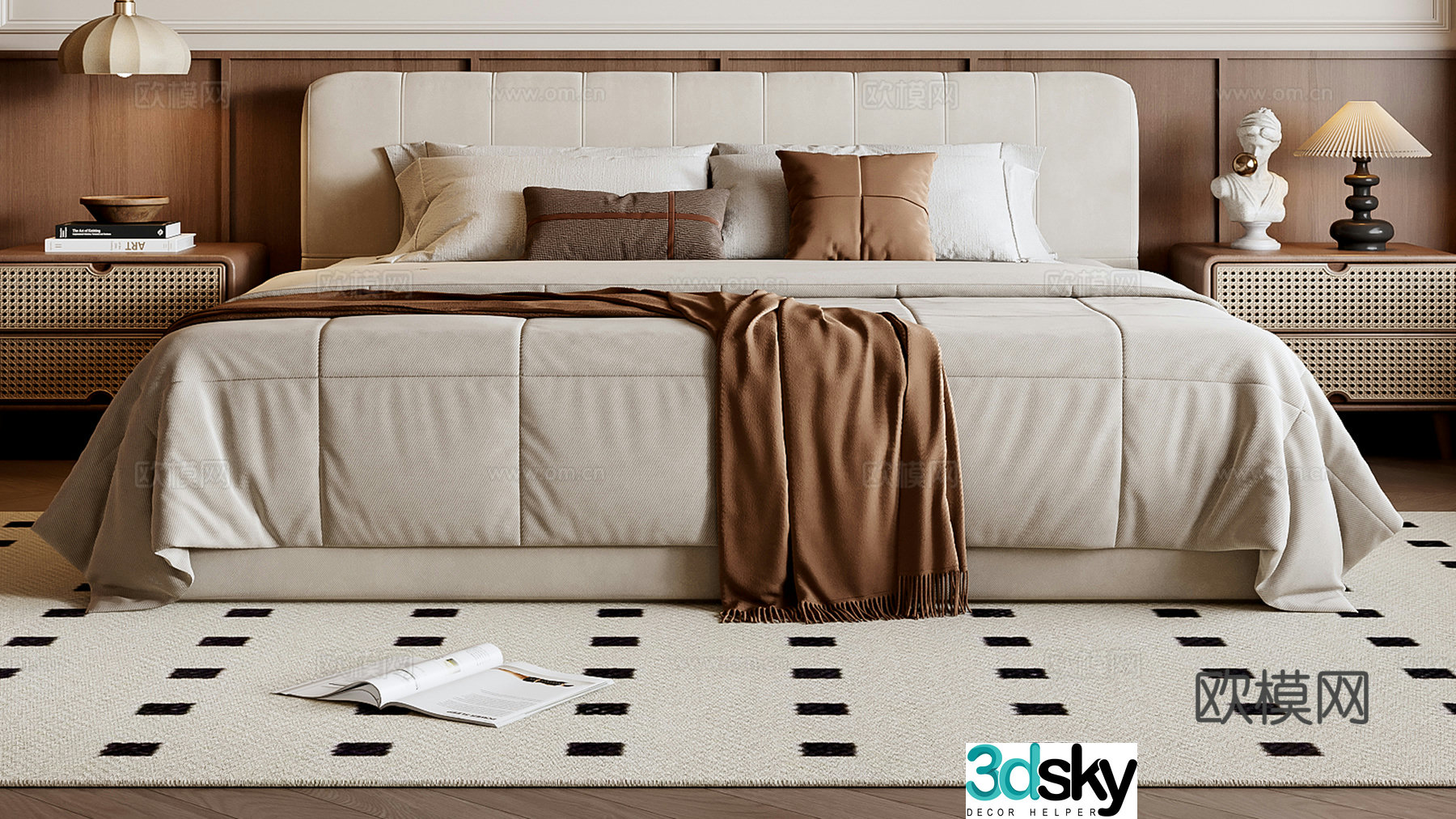 Middle-aged double bed 3D model