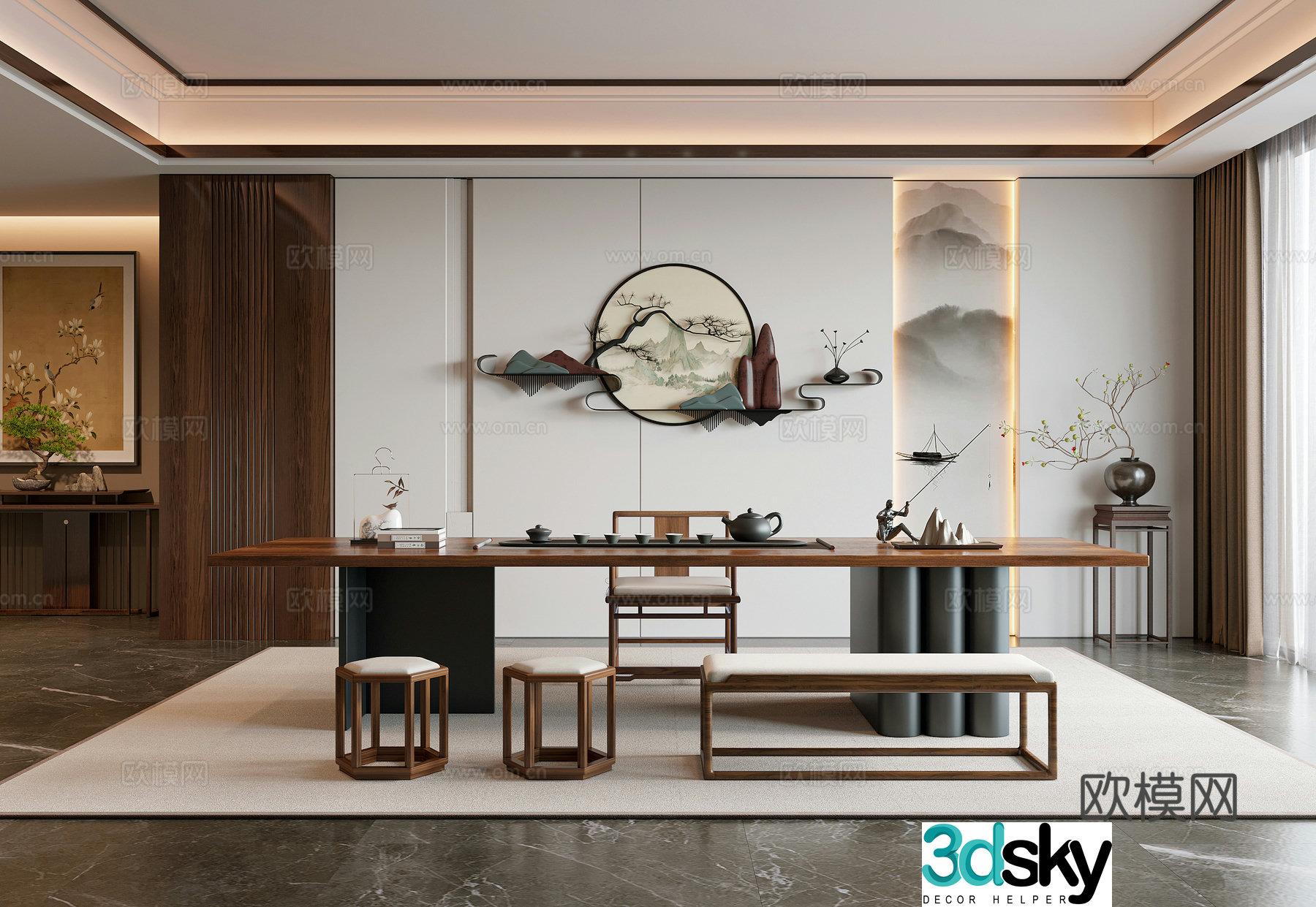 New Chinese tea room 3D model