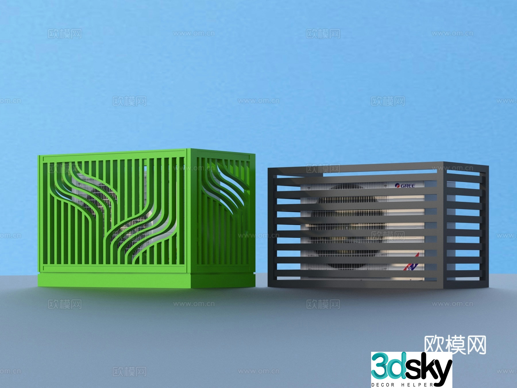 Air conditioning rack Air conditioning exterior unit Grille decoration 3D model