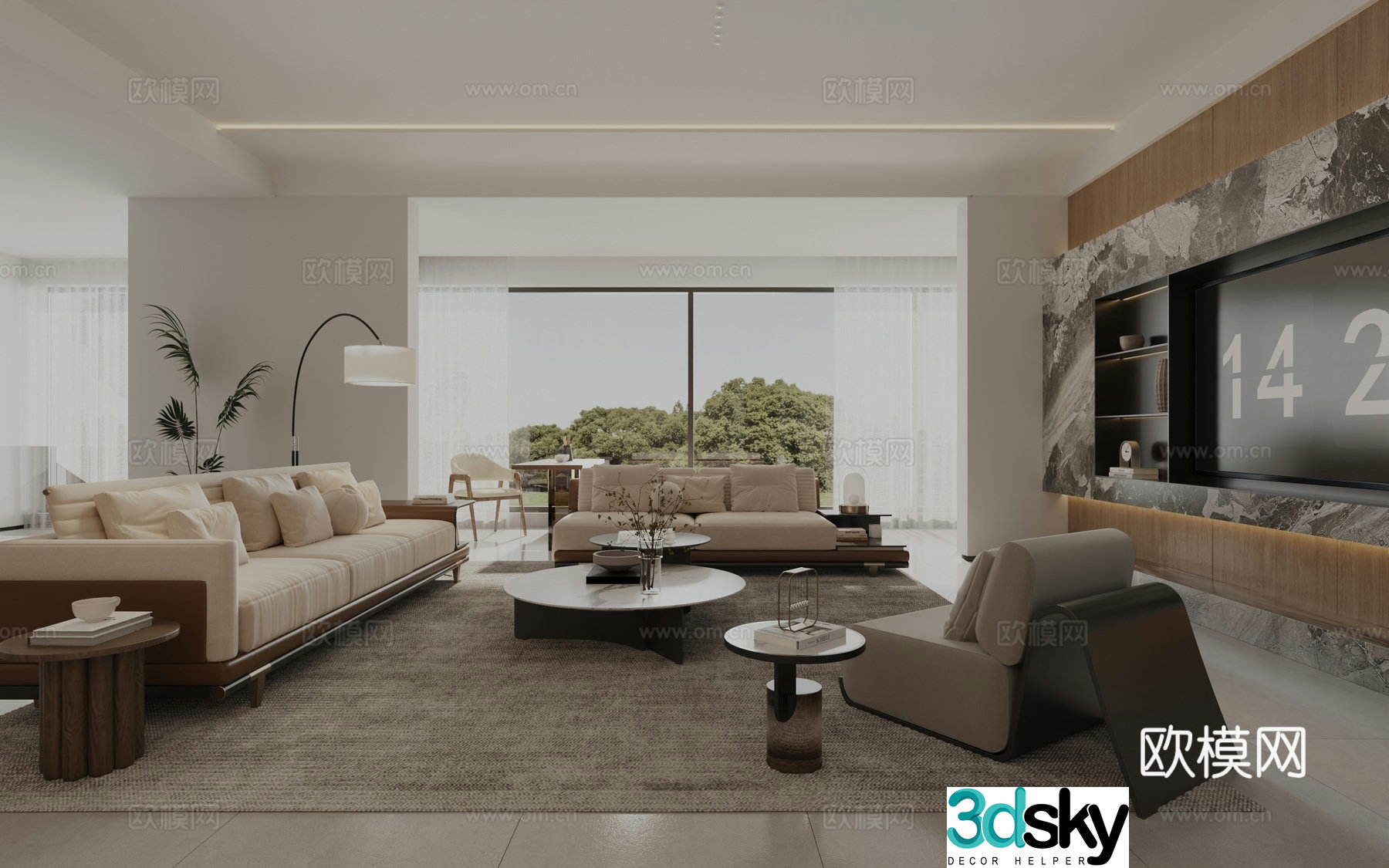 Modern Italian living room 3d model