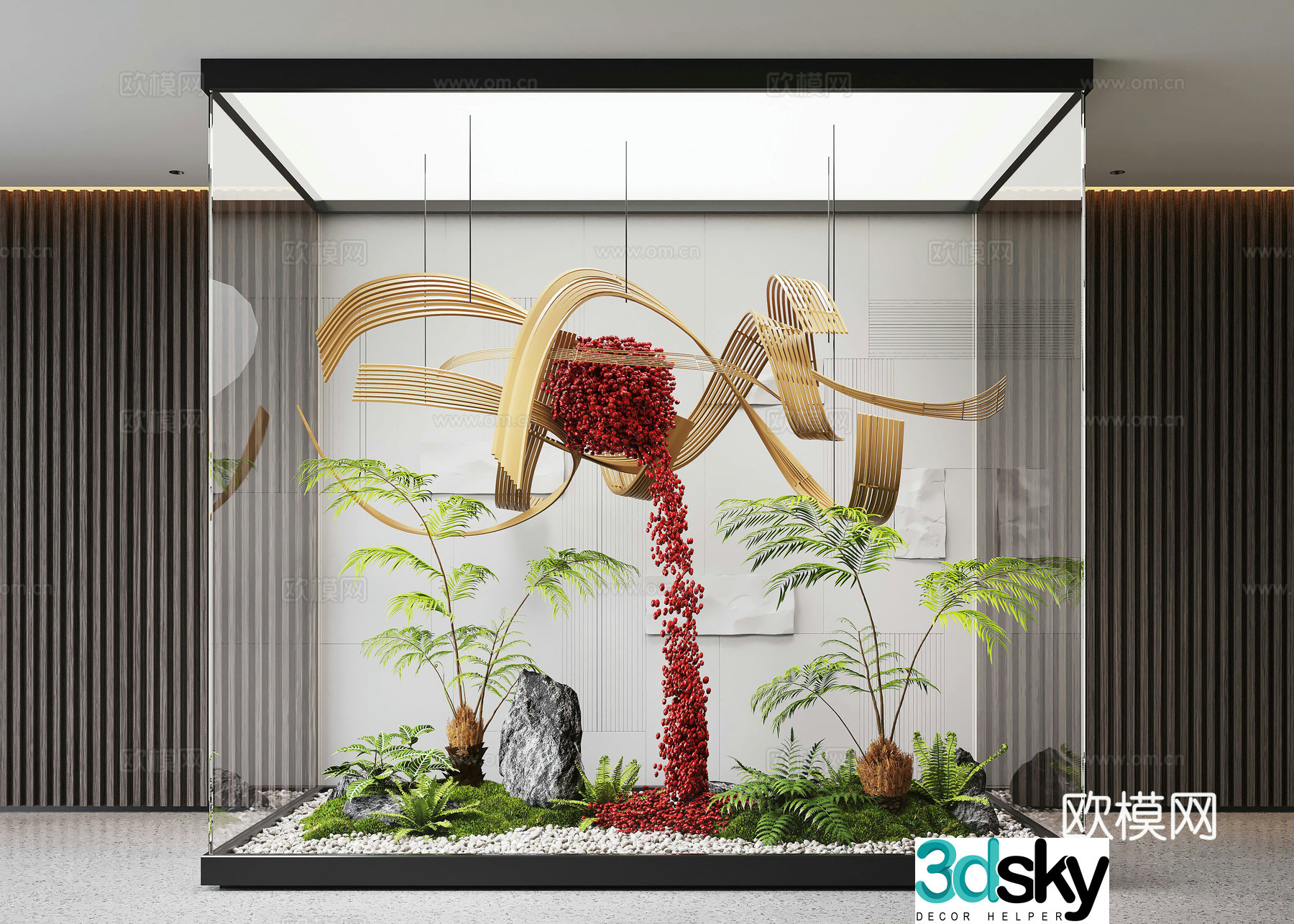 Modern interior landscape landscaping moss landscape landscape sketch rattan weaving device plant device 3D model