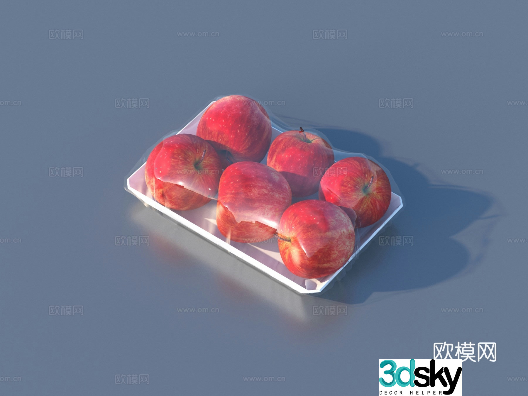 Apple Fuji Red Apple Fruit Plate Fruit 3D Model