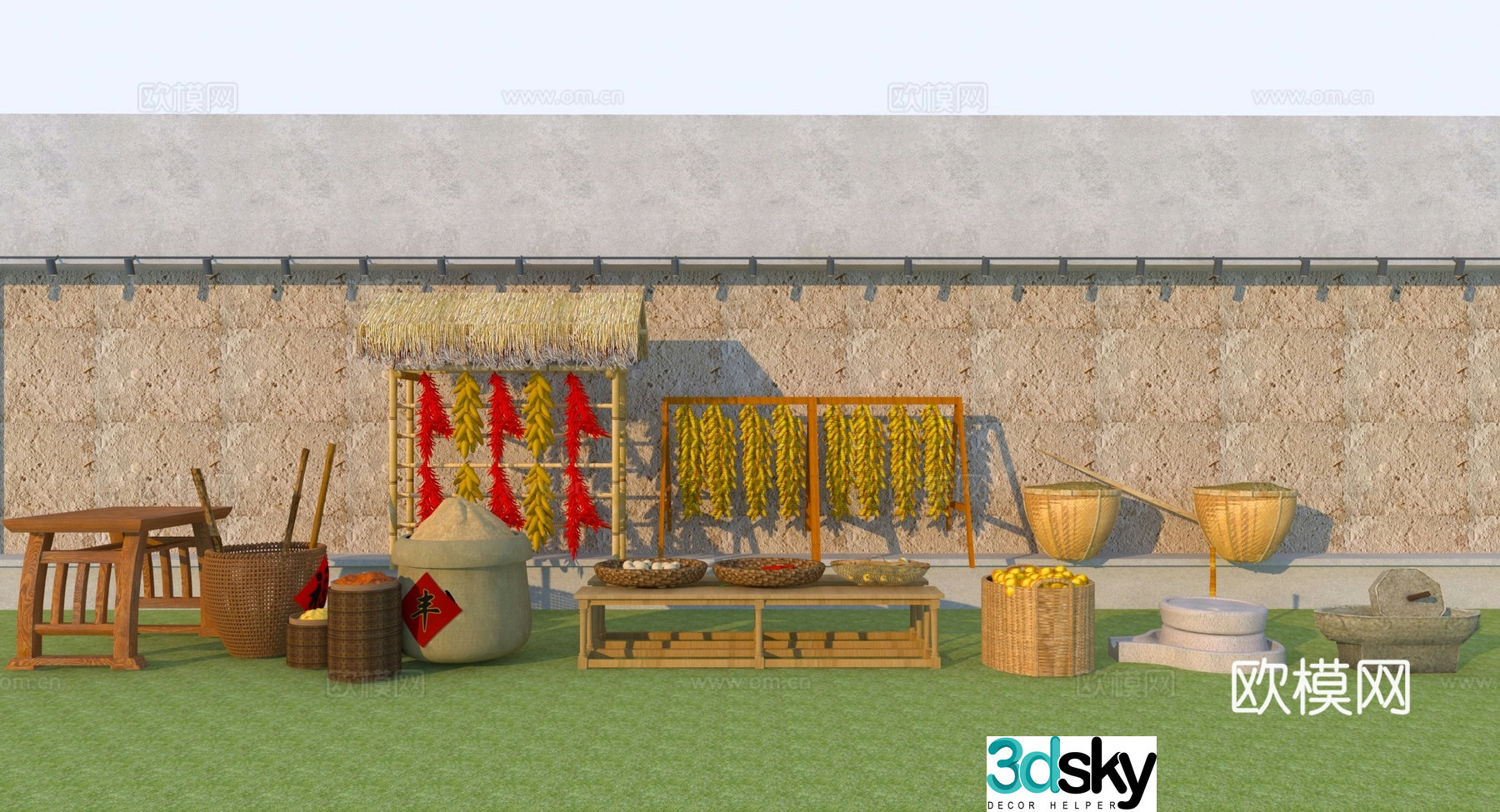 Modern rural farming sketch 3d model