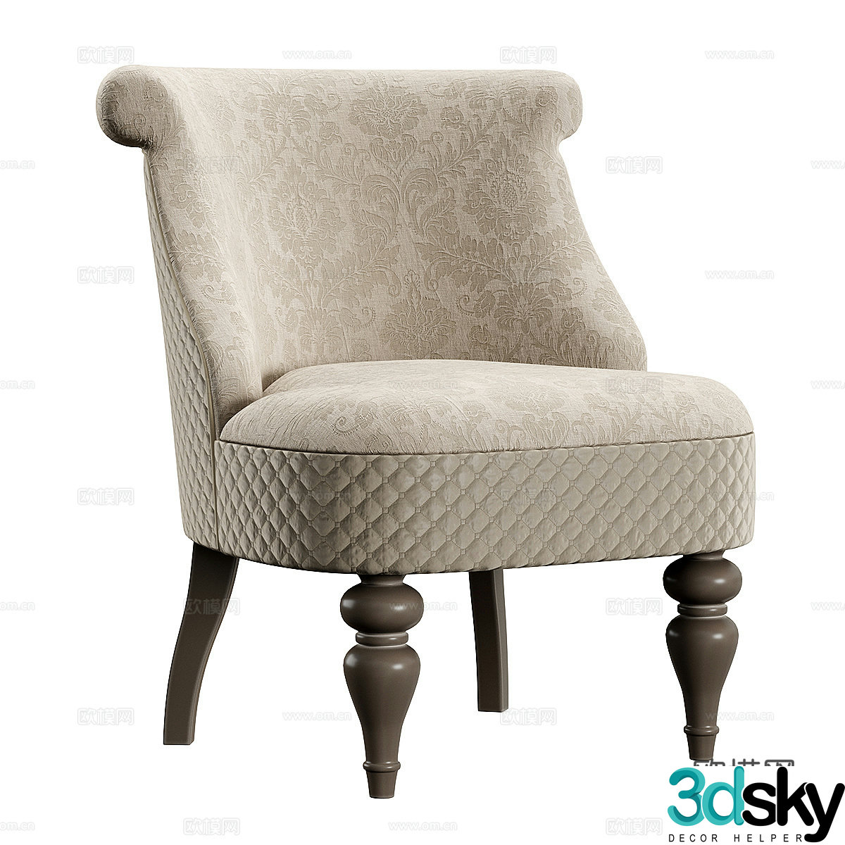 American simple fabric armchair 3d model