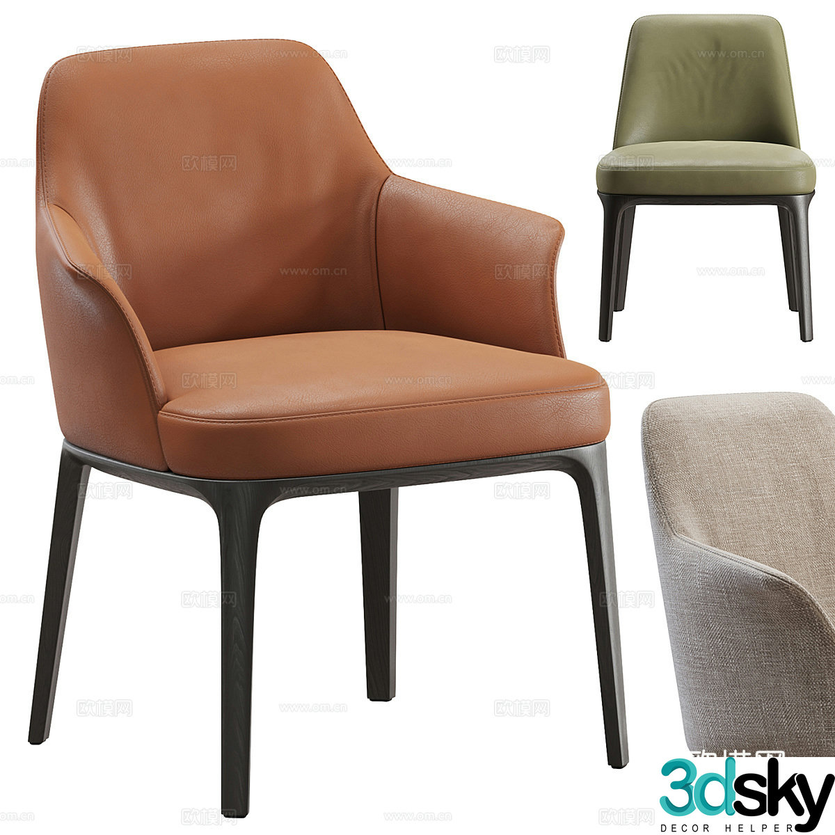 Modern Italian fabric leather chair 3d model
