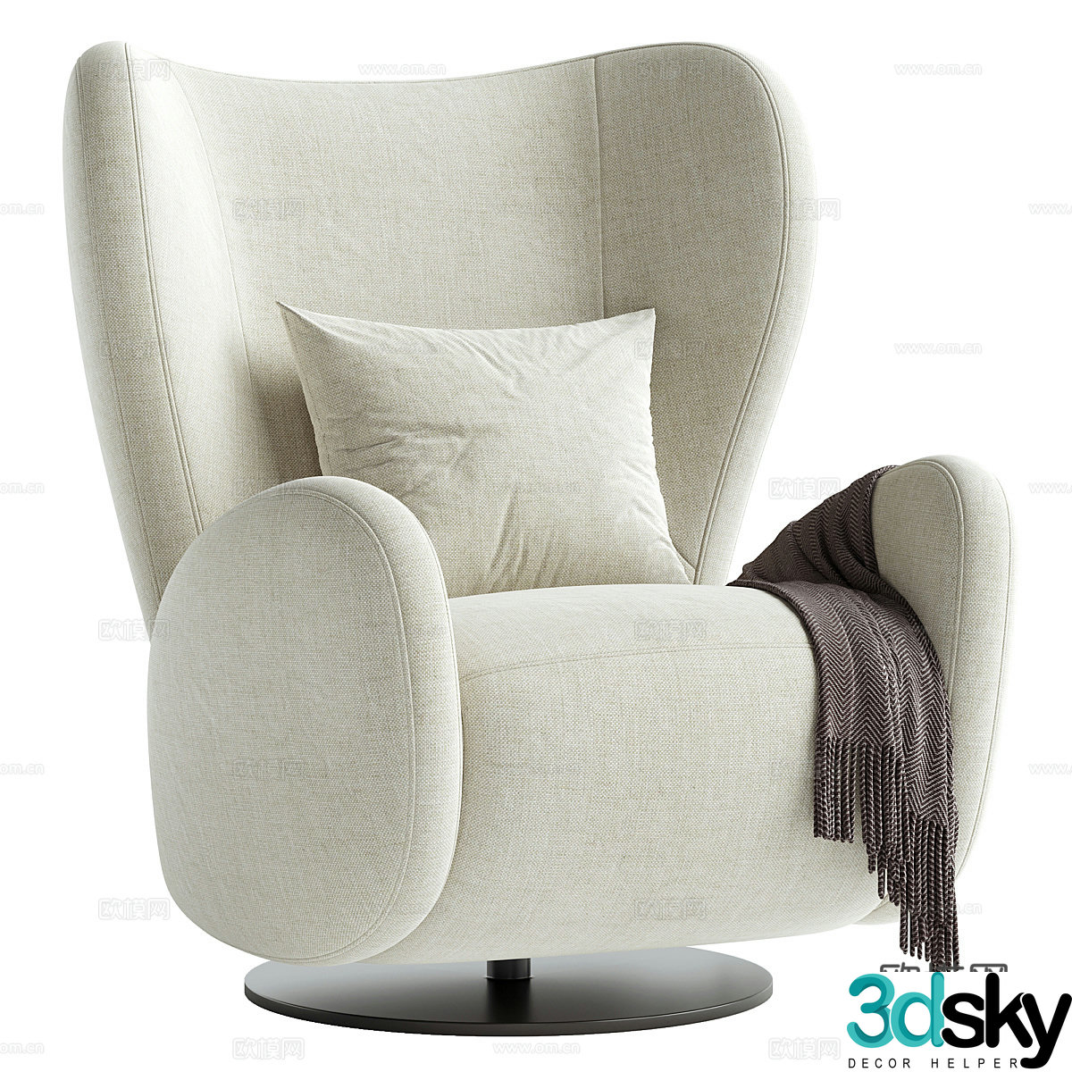 Modern Italian fabric armchair high back chair 3d model