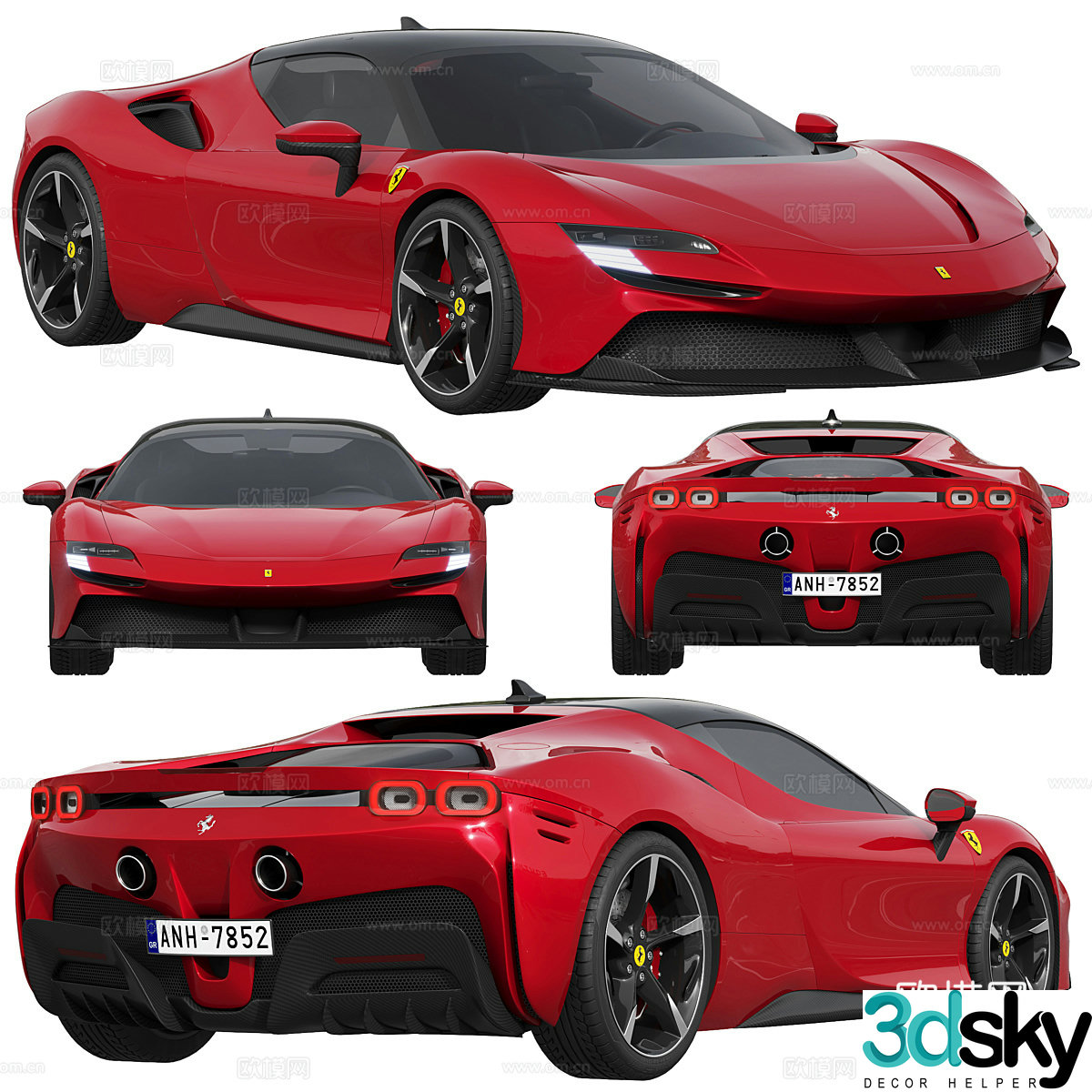 Ferrari SF90 Stradale sports car 3d model