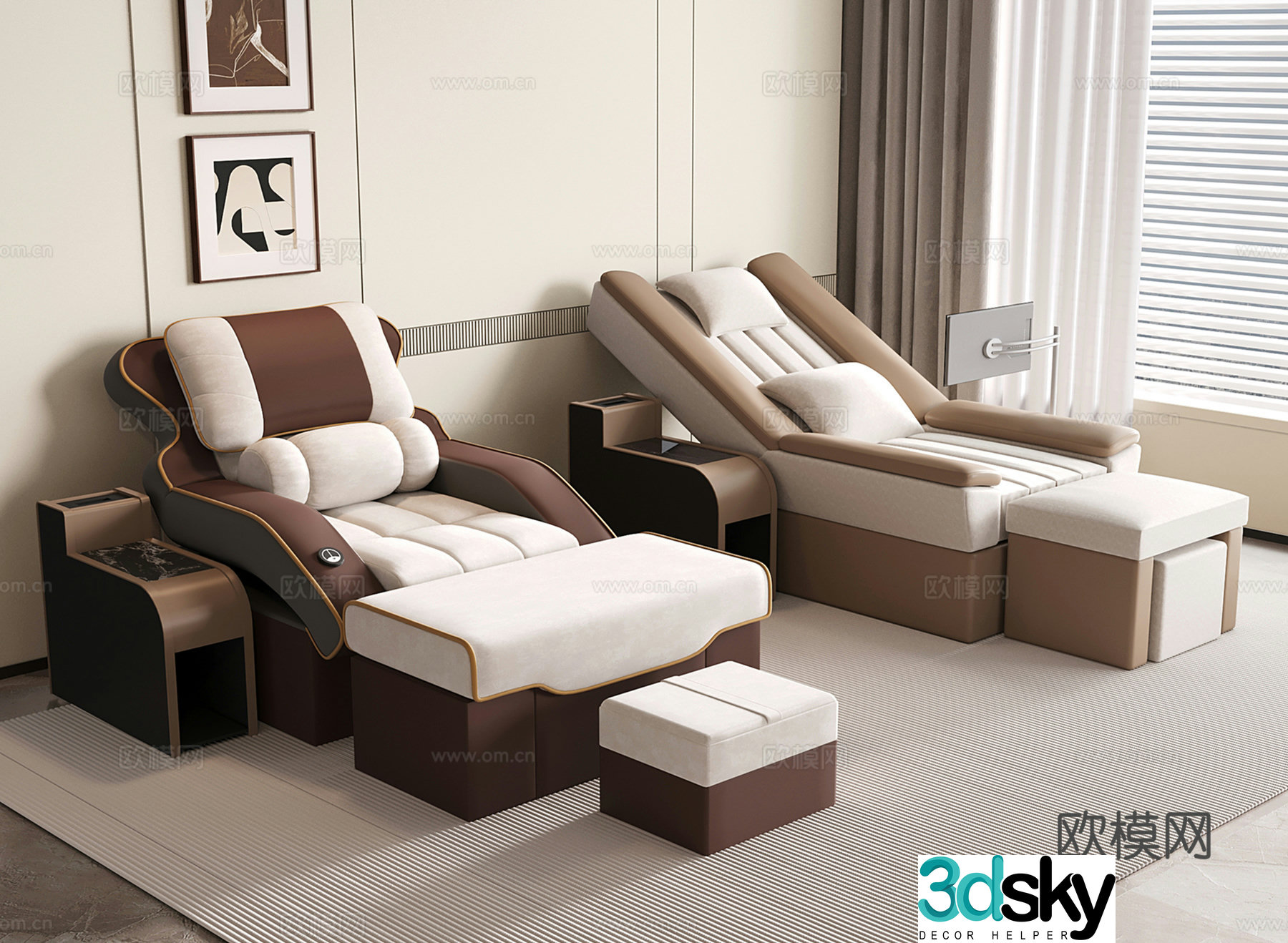 Modern foot massage shop massage chair massage table electric imperial couch electric sofa chair 3D model