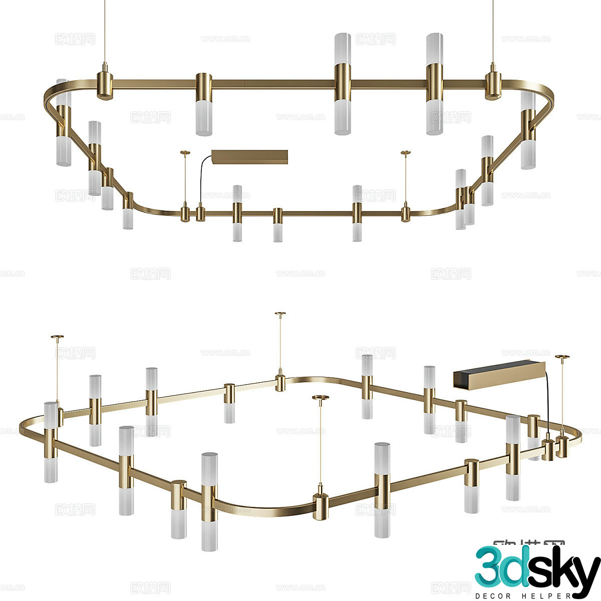 Modern light luxury minimalist metal craft chandelier 3D model