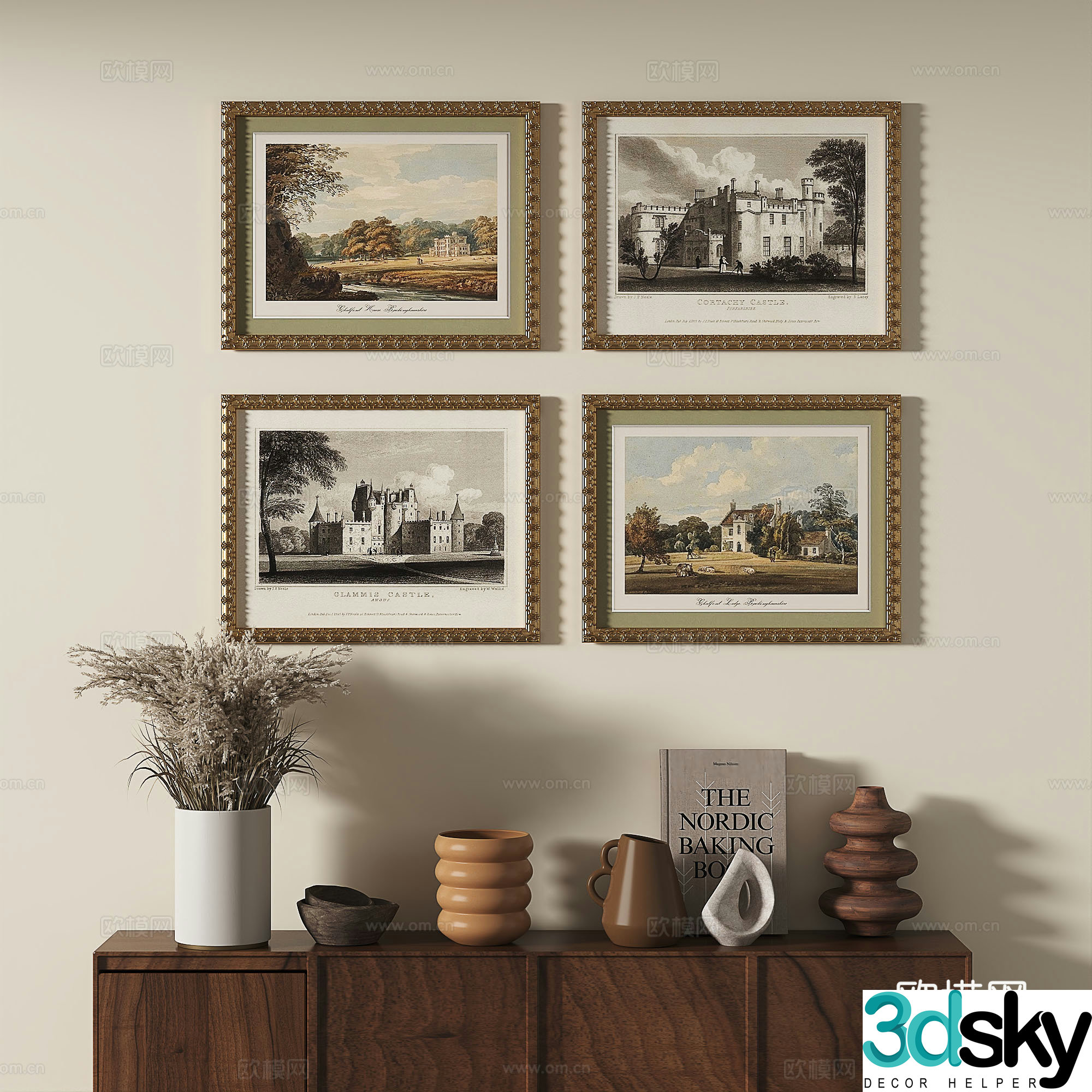 European French classical retro light luxury decorative painting 3d model