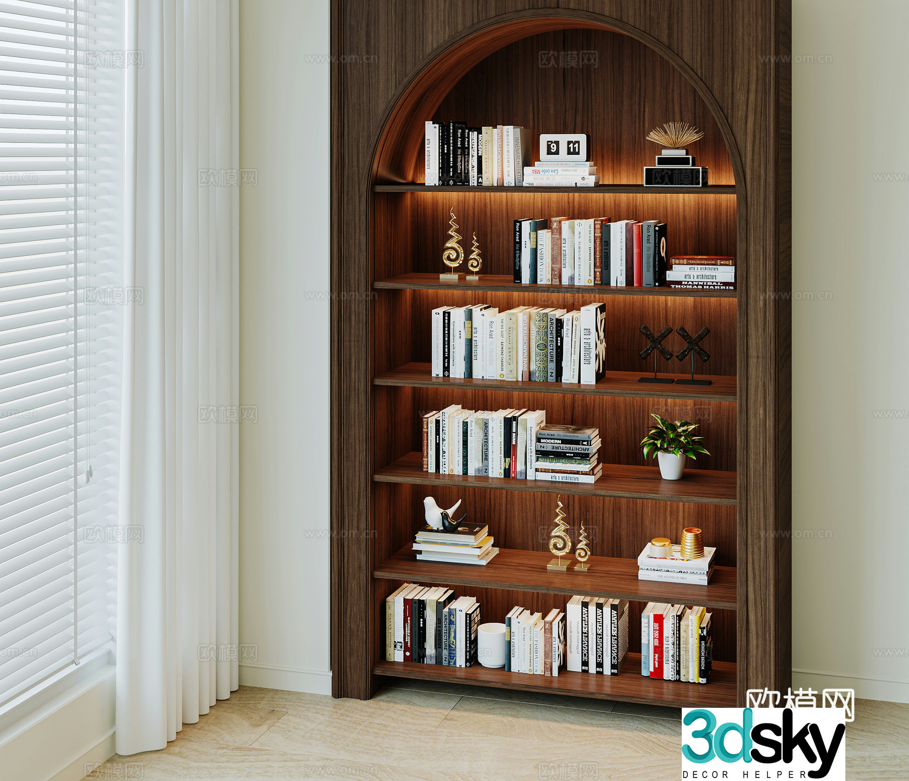 New Chinese style cabinet bookcase storage cabinet bookcase bookcase ornament 3D model