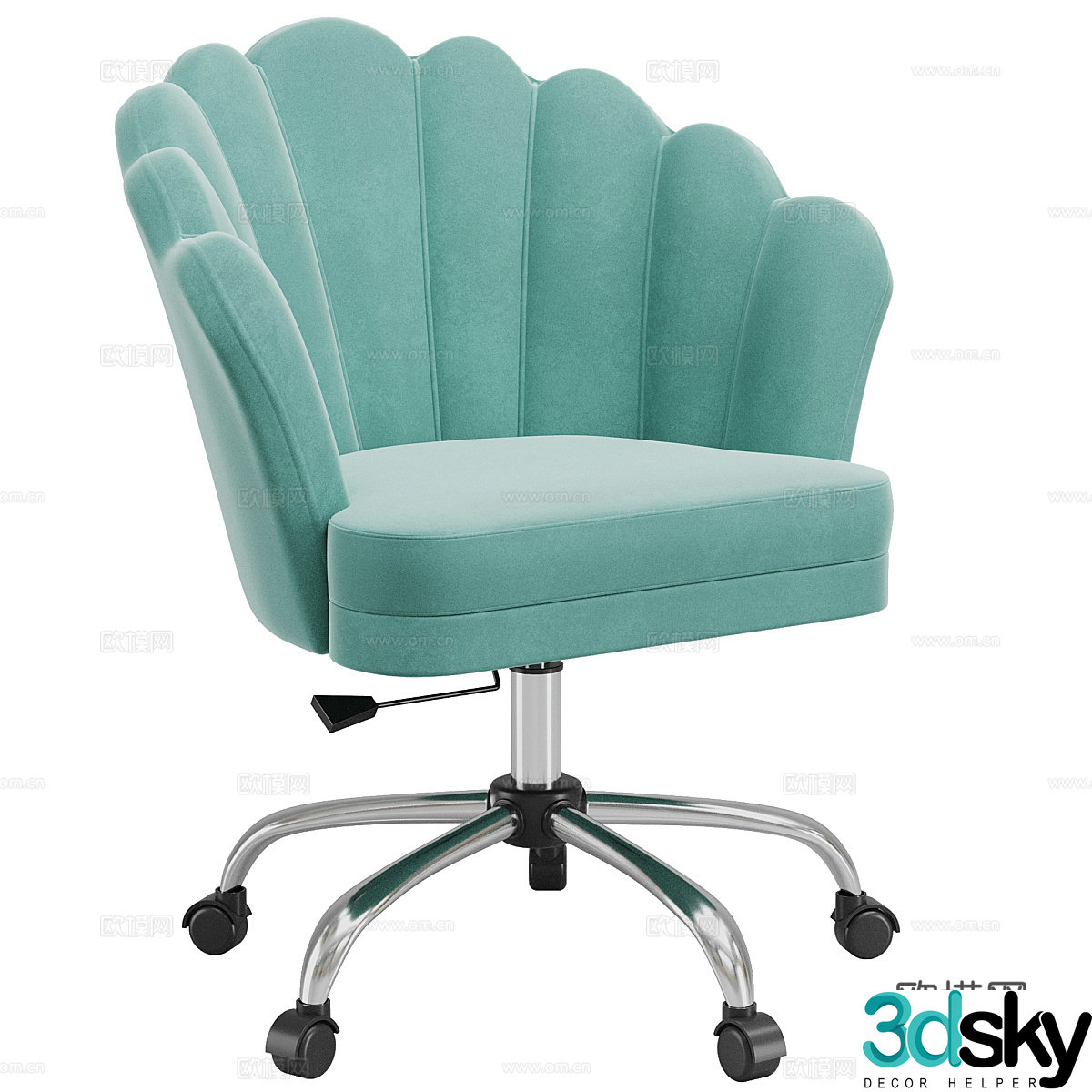 Modern cream style fabric office chair 3d model