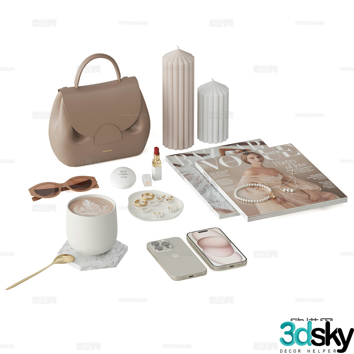 Modern cream style ornament combination 3d model