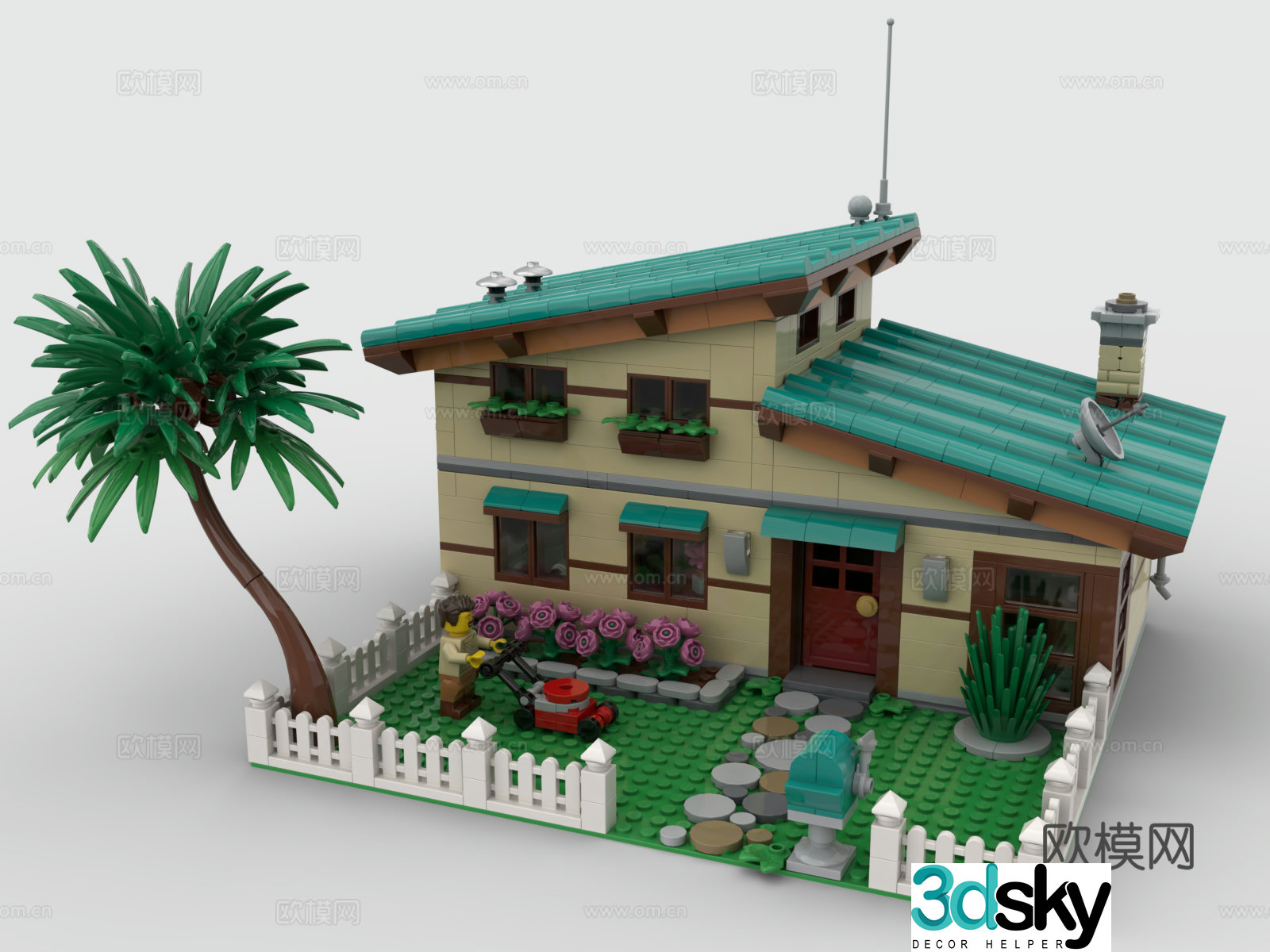 LEGO LEGO Toys Building Blocks Single Family Villa House Architecture Garden Indoor 3D Model