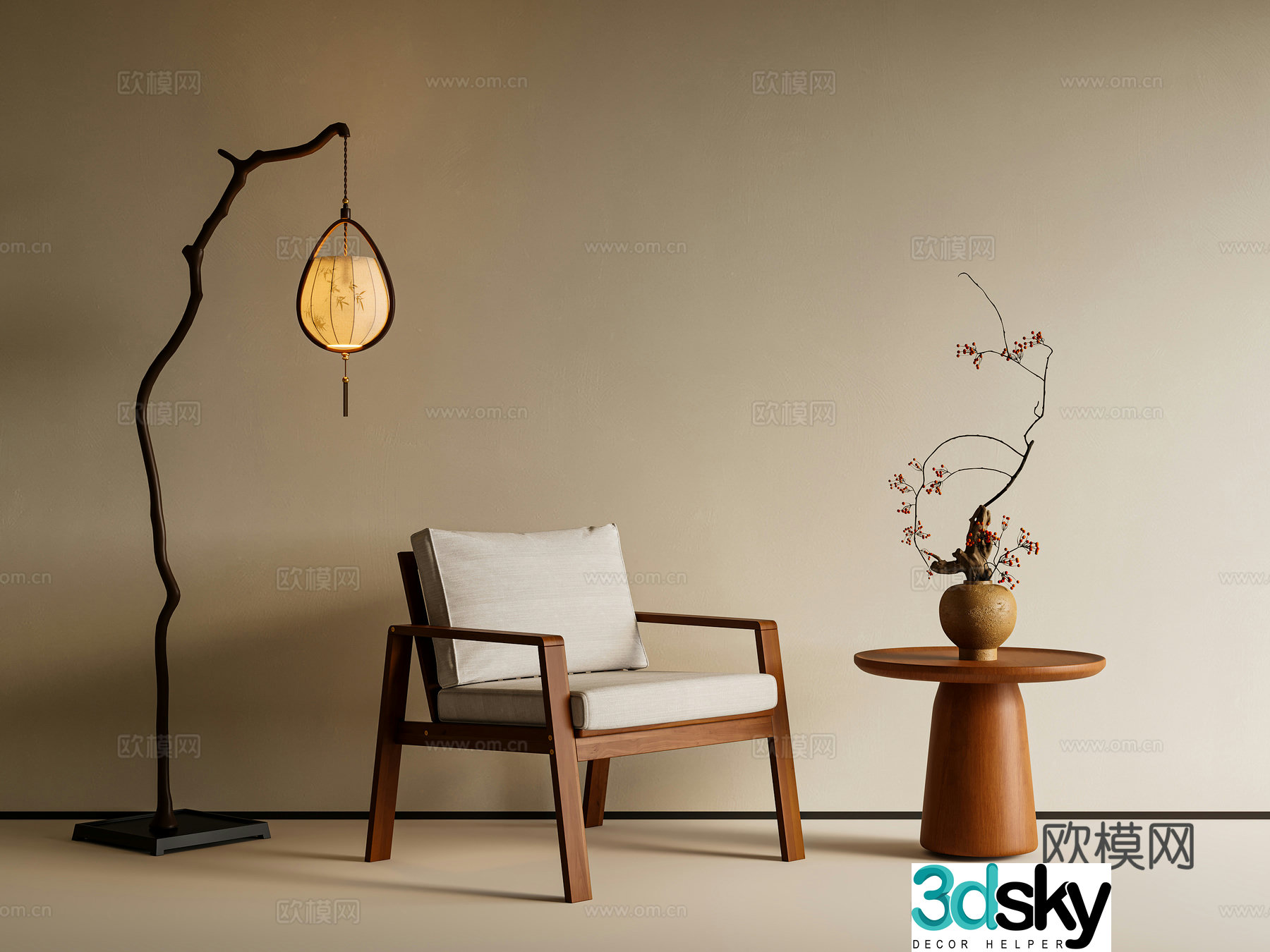 New Chinese style Chinese single chair casual single armchair medieval chinese casual chair new Chinese style 3D model