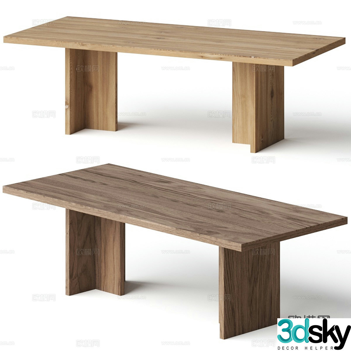 New Chinese solid wood dining table 3D model