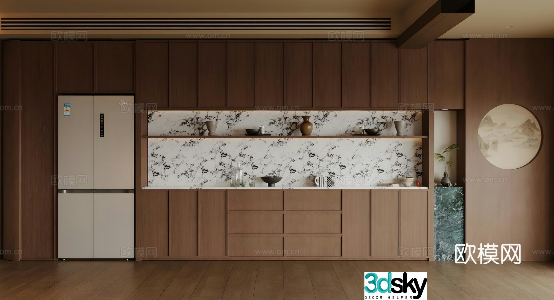 New Chinese-style Zen sideboard tea cabinet sideboard refrigerator sideboard sideboard meal preparation sideboard 3D model