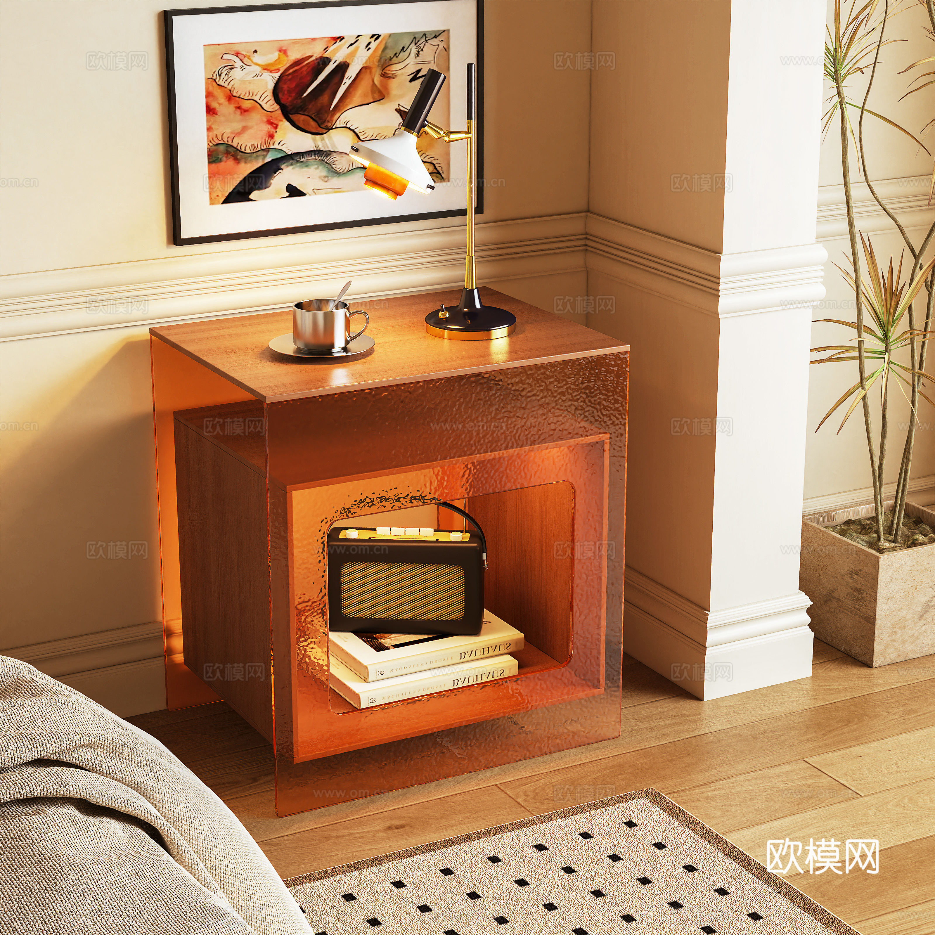 Log wind bedside table 3d model