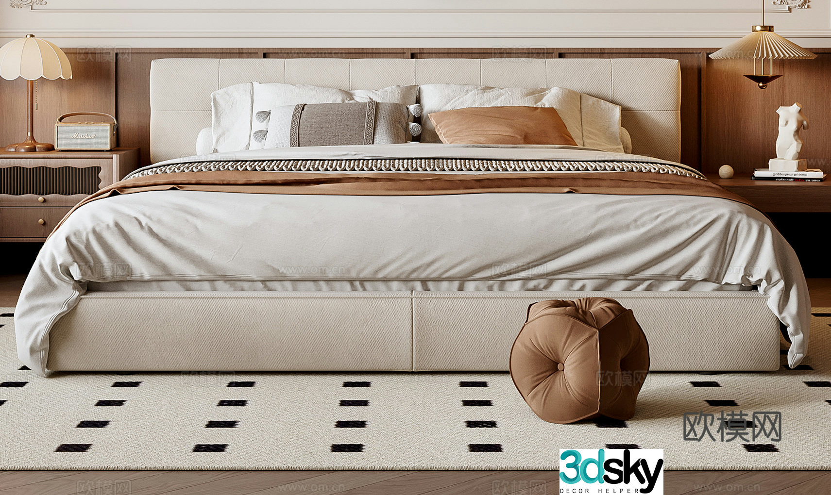 Middle-aged double bed 3D model