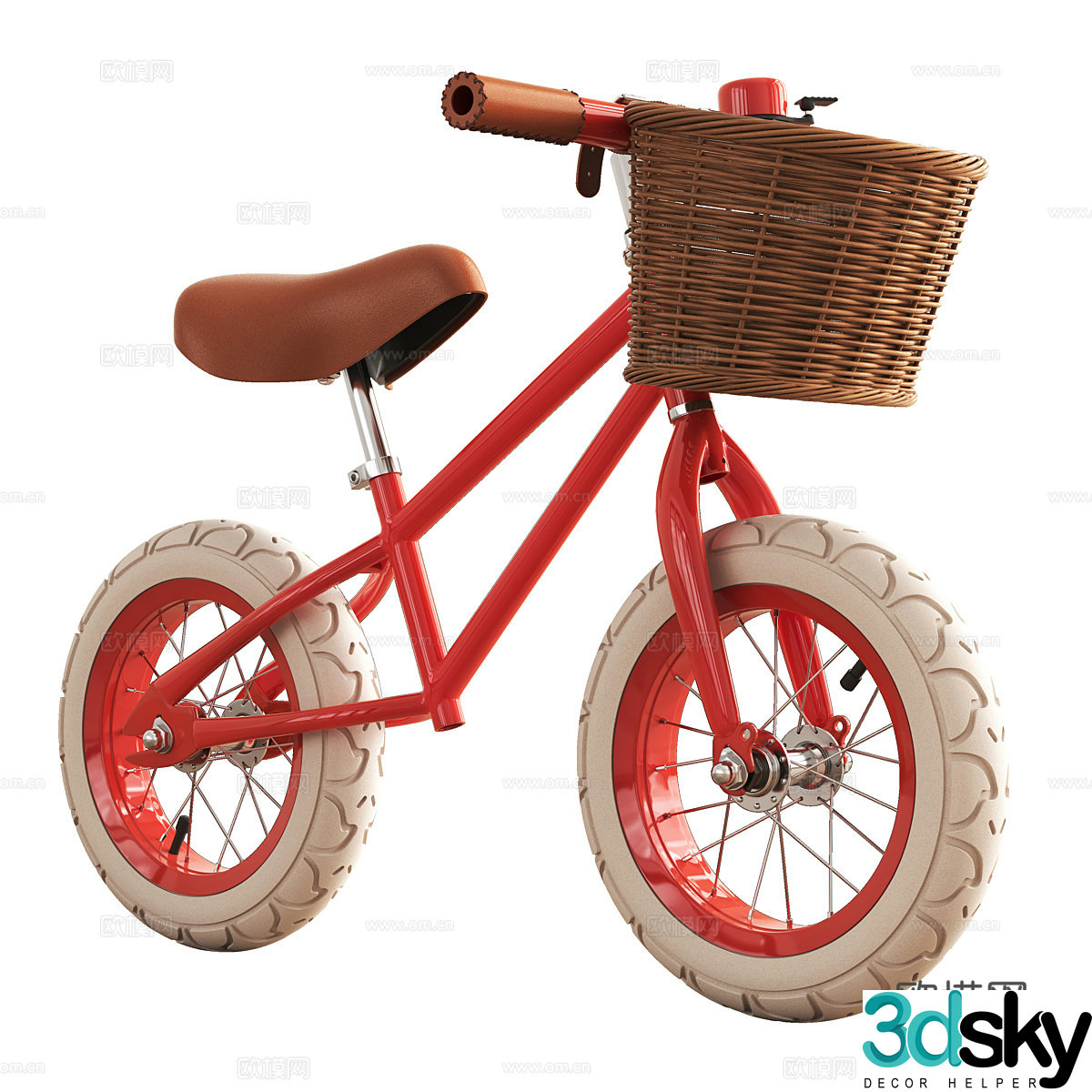 Modern cream style children’s balance bike 3d model