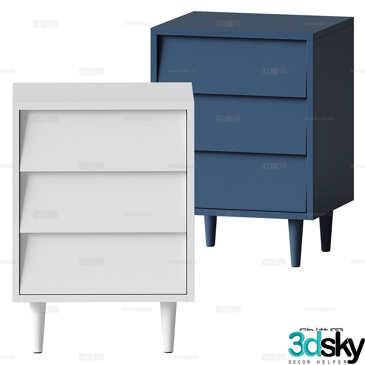 Modern Nordic children’s room bedside table 3D model