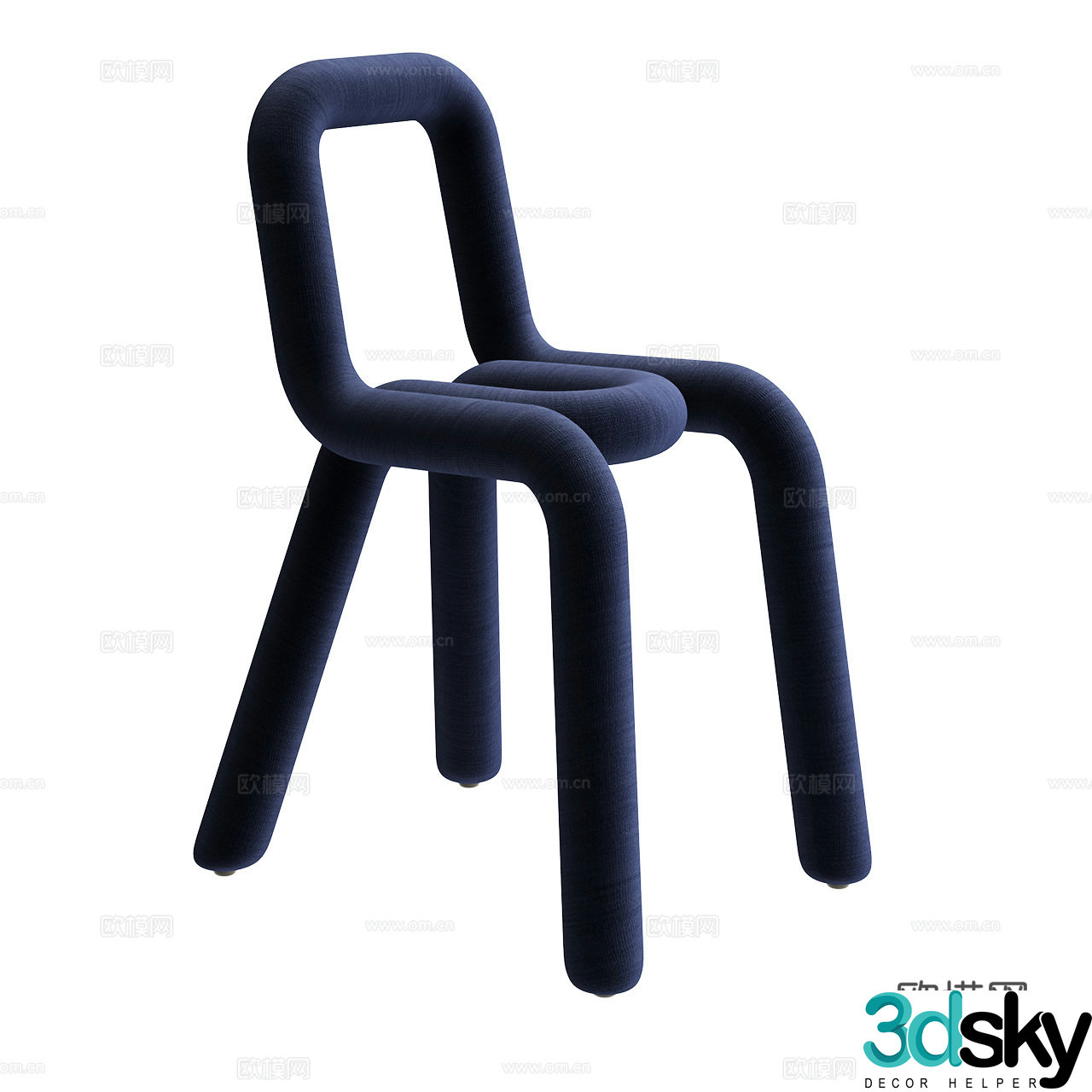 Moustache Italian single chair Classic single chair Fabric single chair Dining chair Cloth chair 3d model