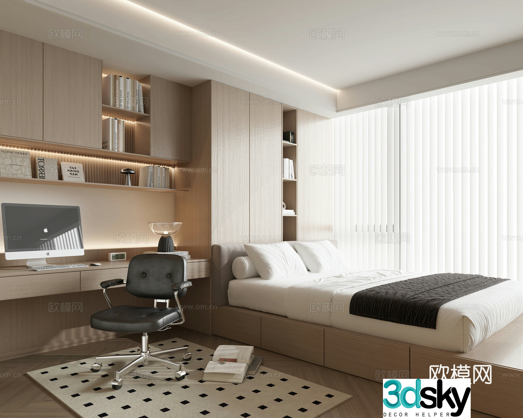 Modern tatami bedroom 3d model