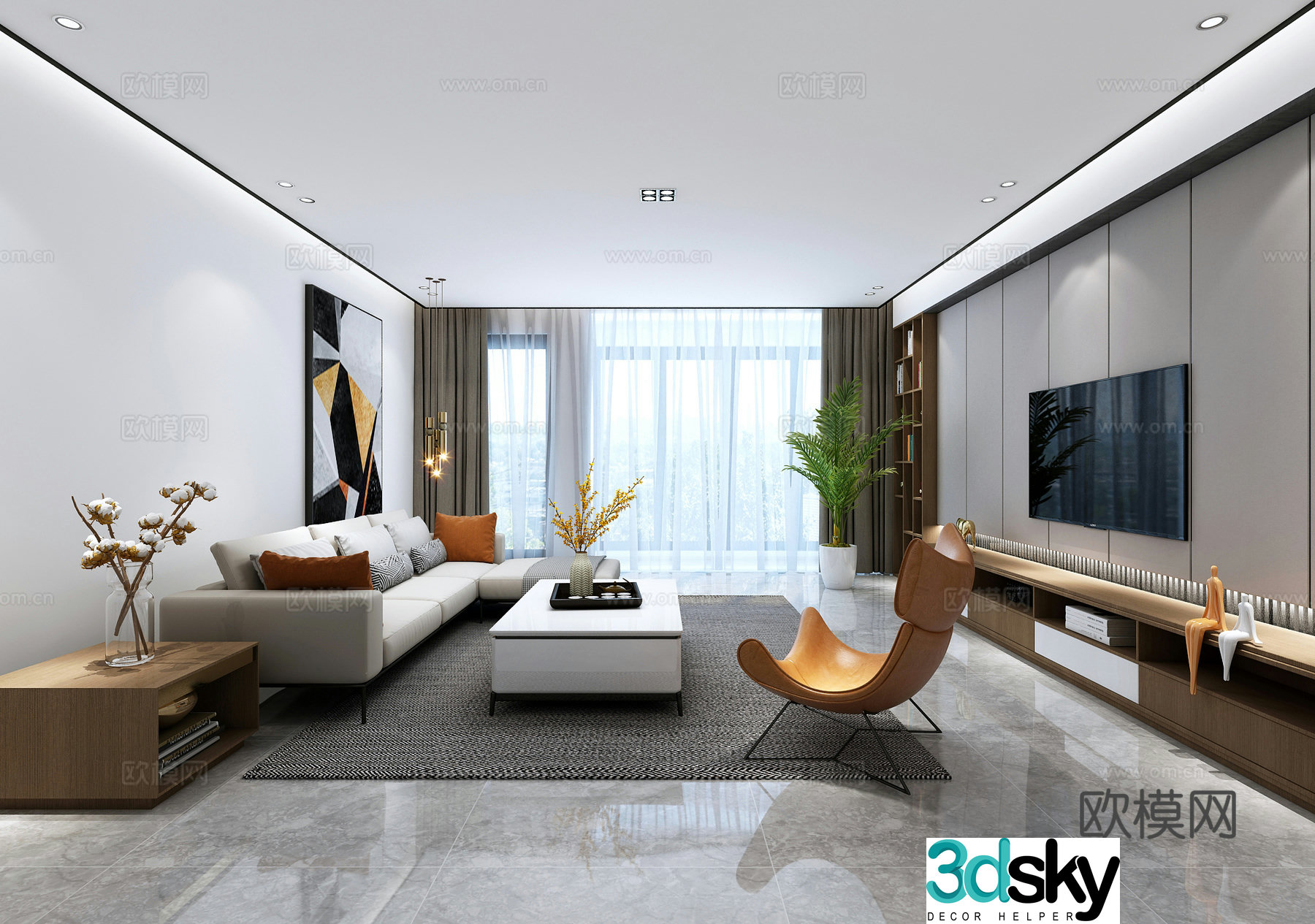 Modern light luxury home living room sofa coffee table 3d model
