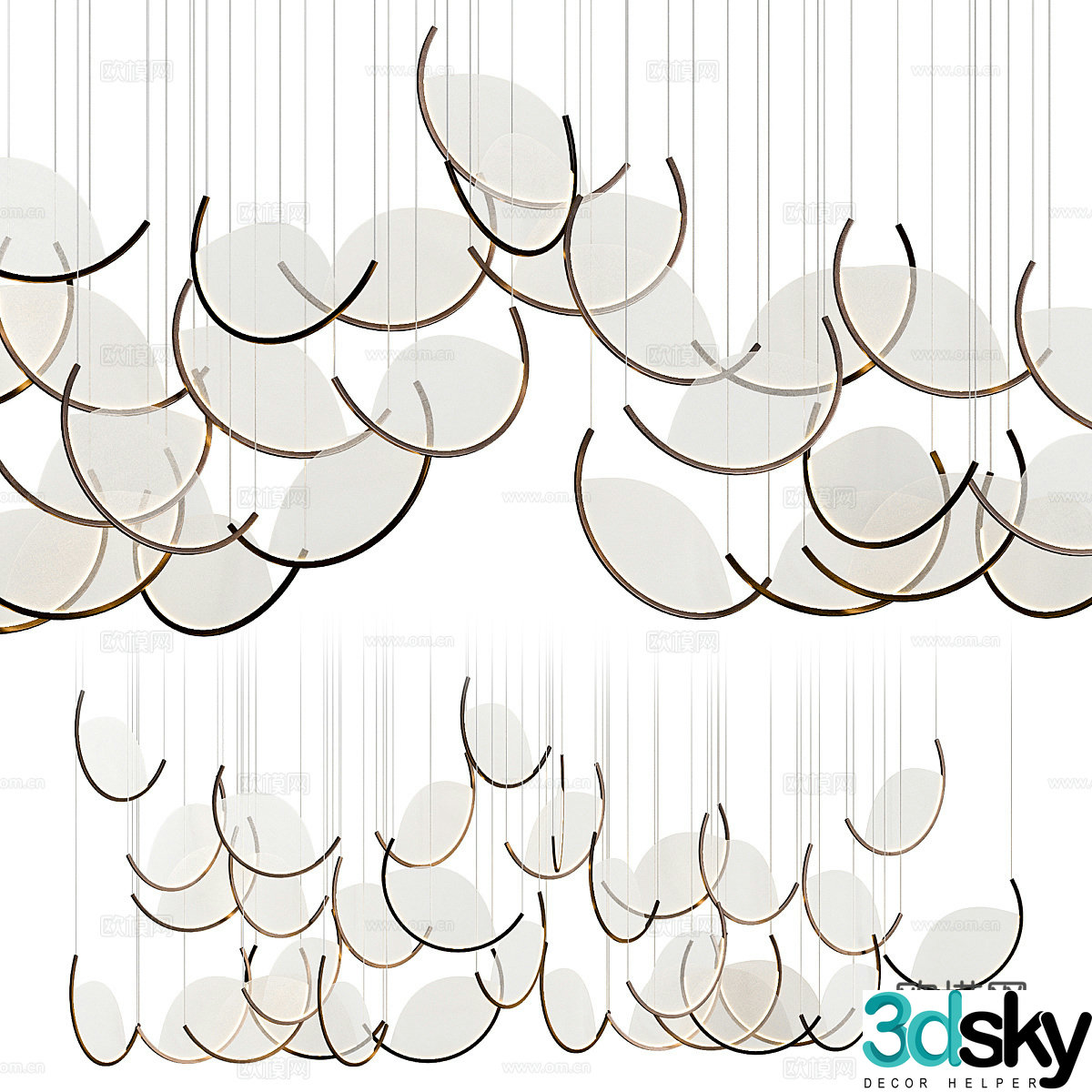 Modern Italian light luxury craft chandeliers 3D model