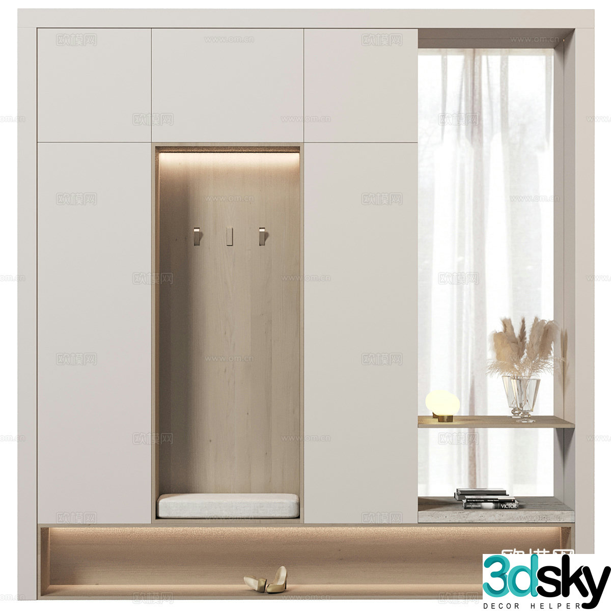 Modern minimalist shoe cabinet 3d model