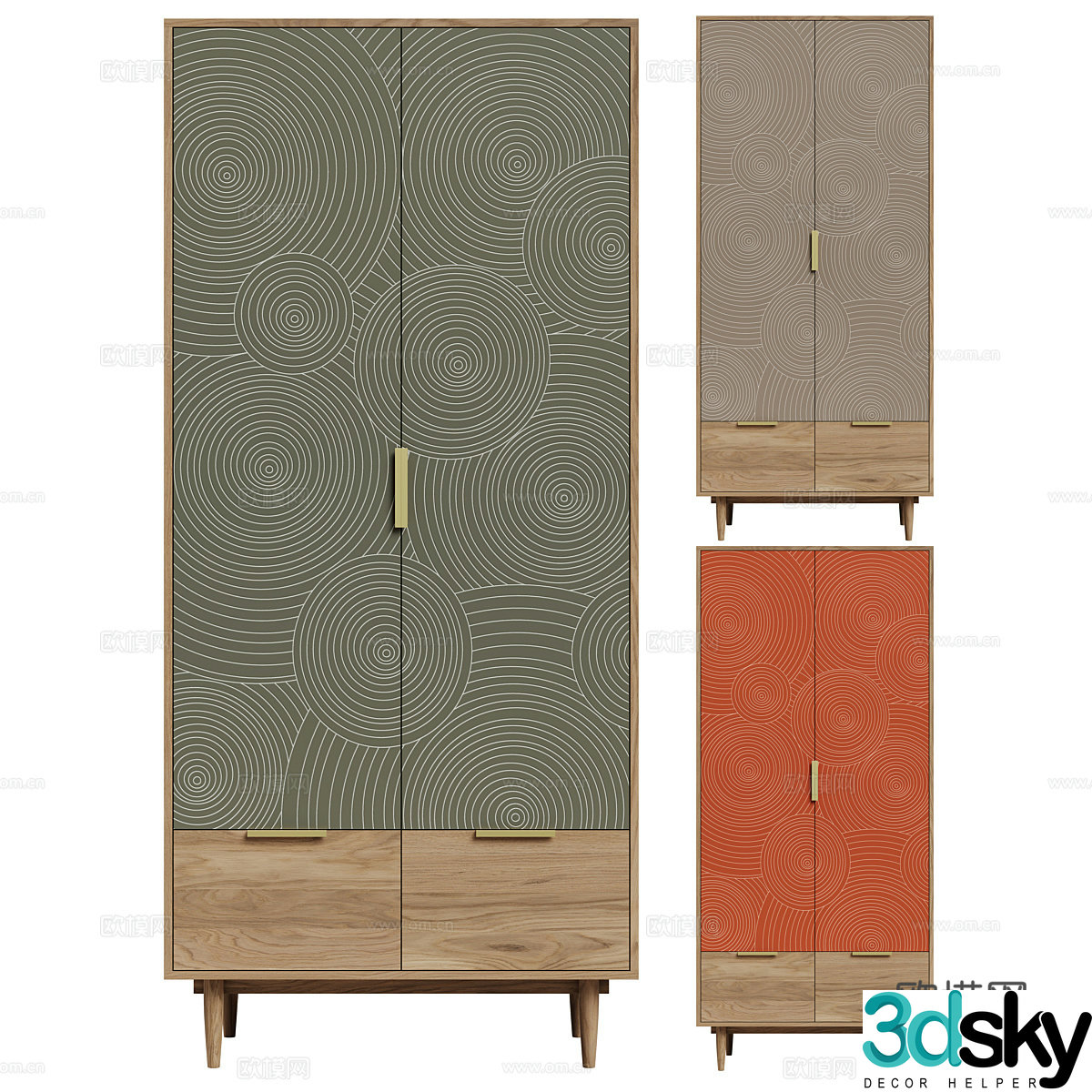 New Chinese style finished wardrobe 3D model