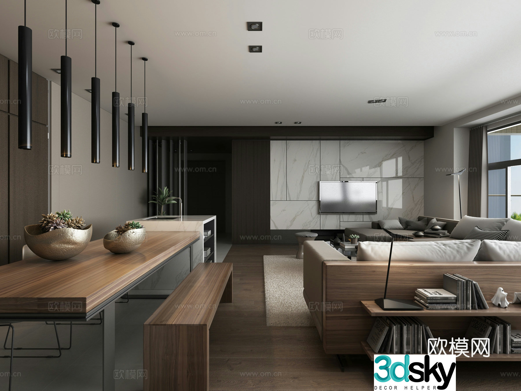 Modern living room dining cabinet 3d model