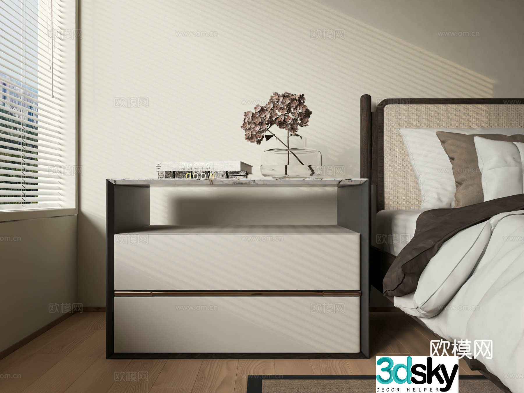 Modern style bedside table 3d model