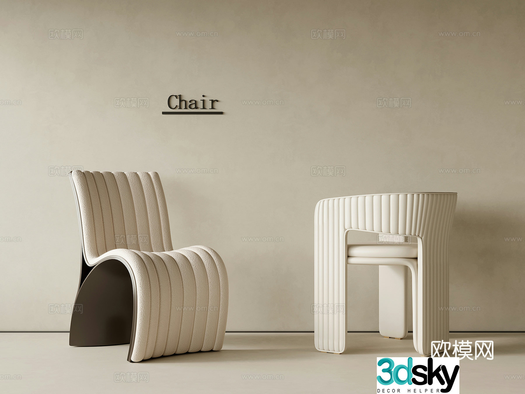 Leisure chair modern cream style leisure chair writing chair dining chair 3d model