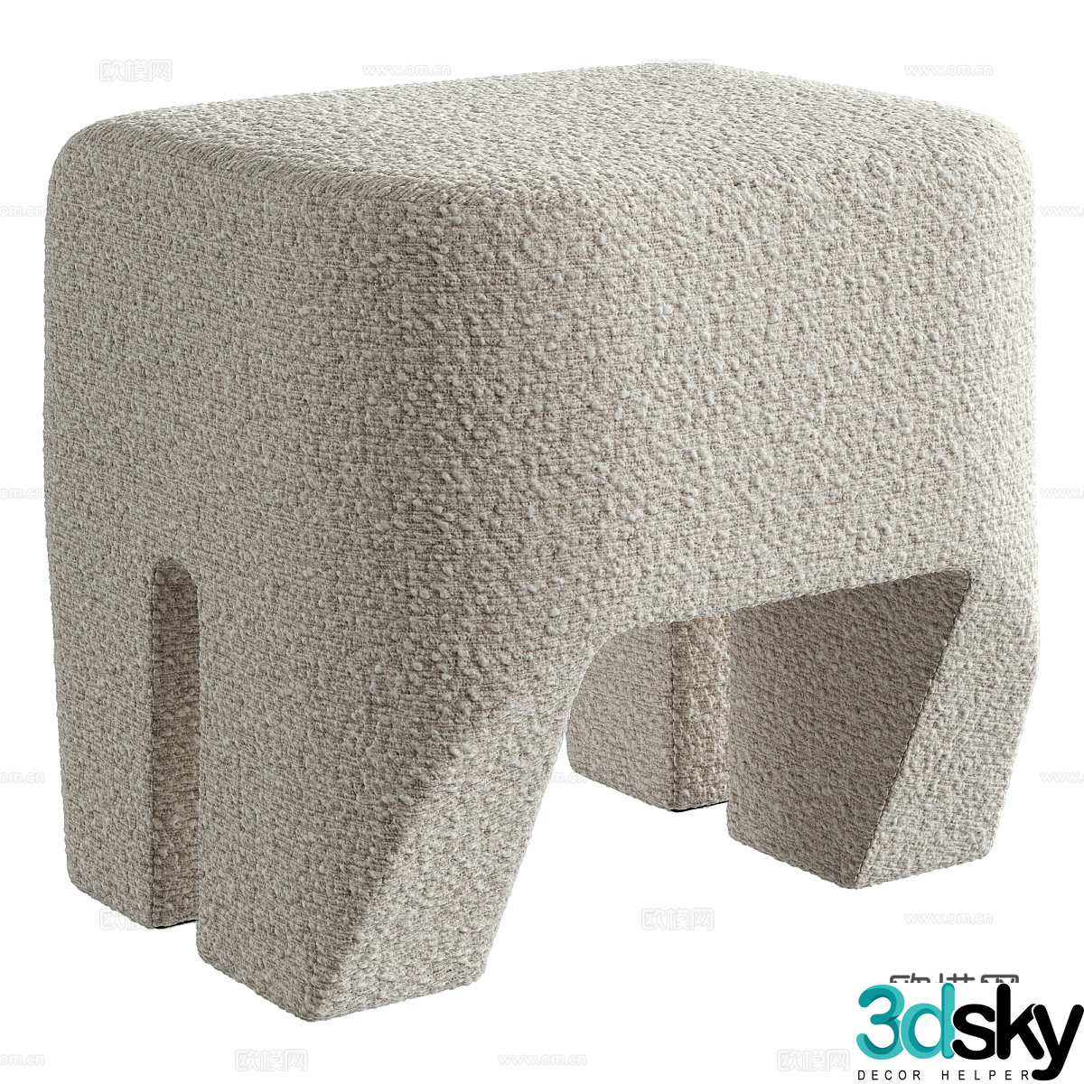 Modern cream style fabric stool 3d model