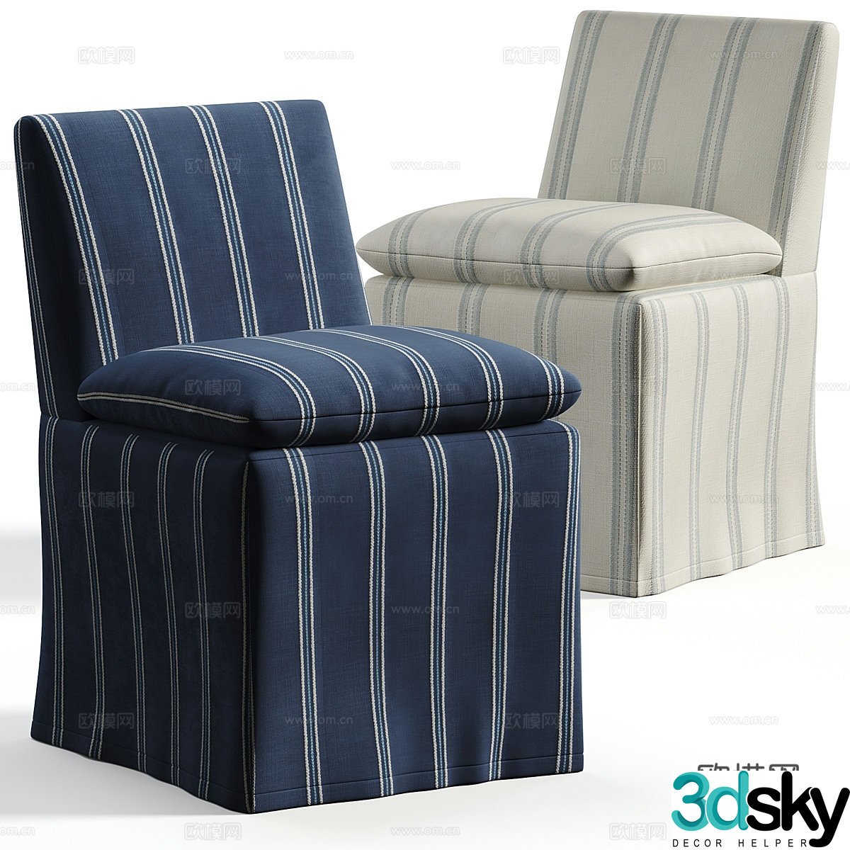 American simple fabric dining chair 3D model
