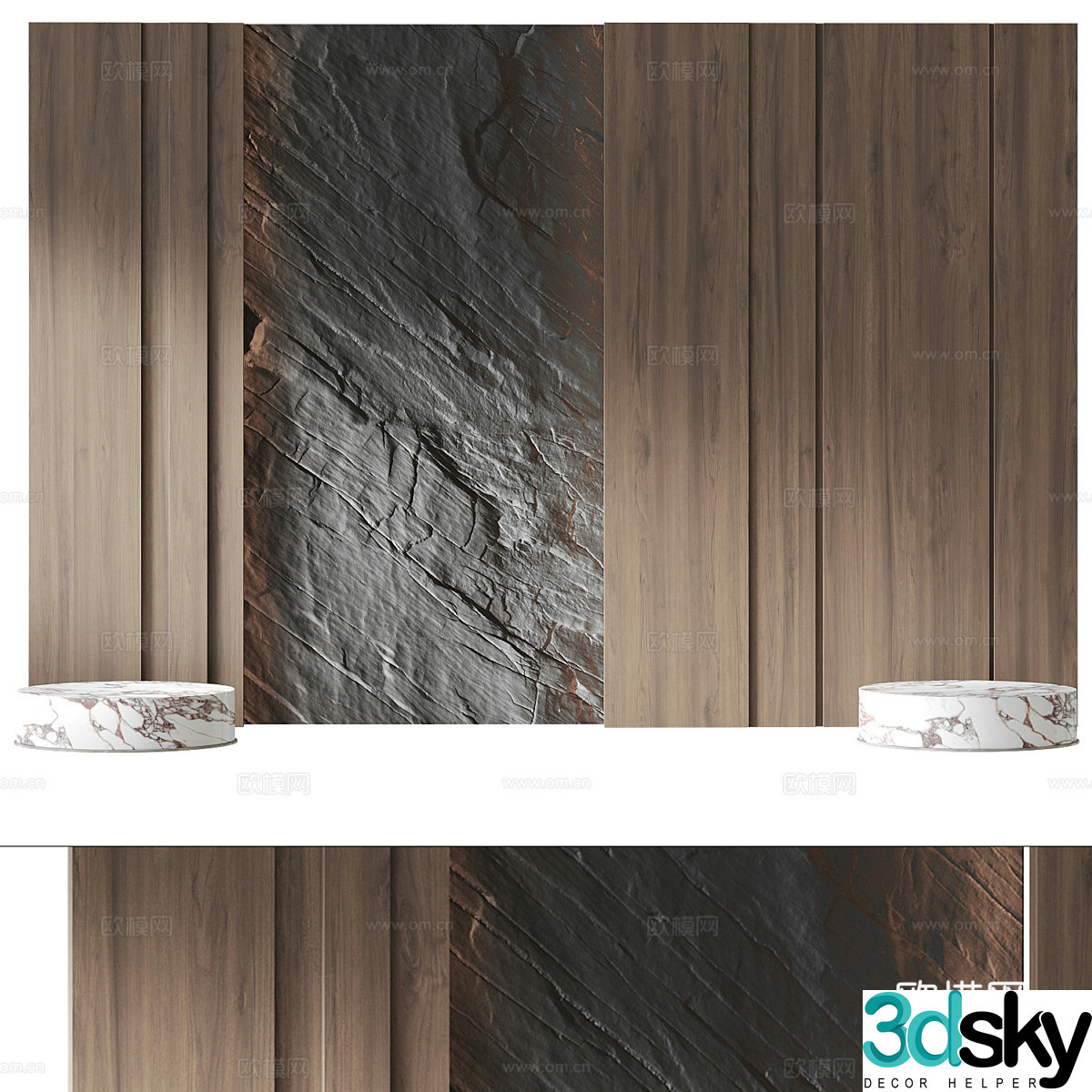 Modern Italian minimalist bedside background wall 3d model