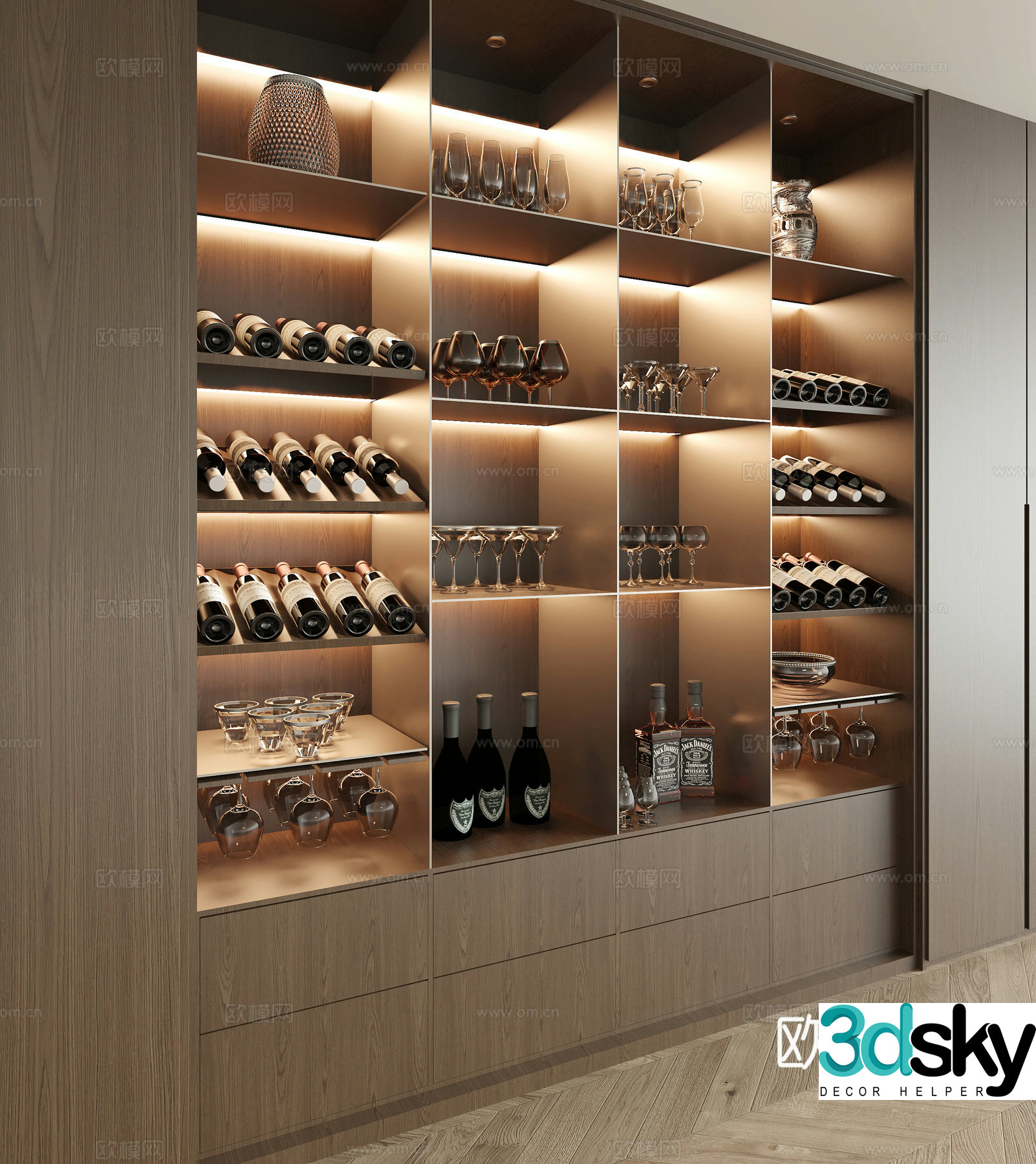 Modern wine cabinet 3d model
