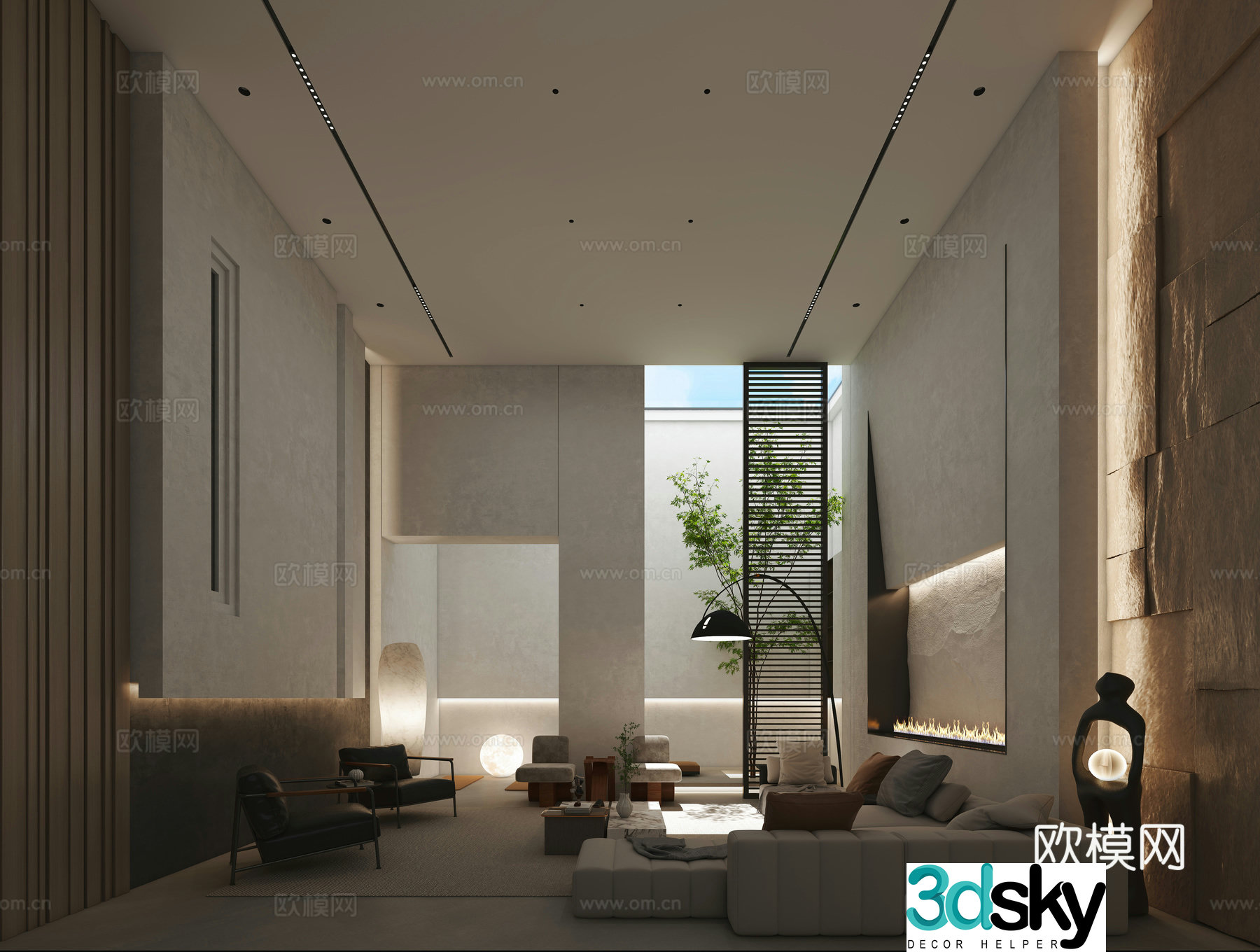 Modern empty living room 3d model