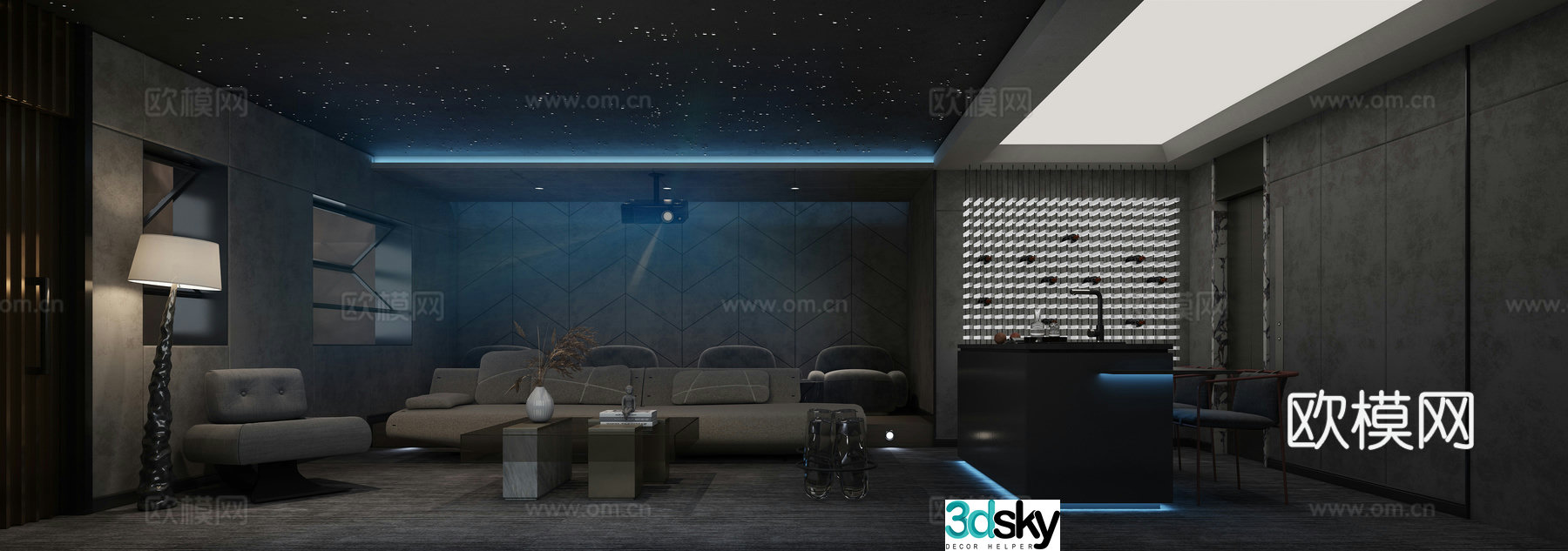 Modern audio studio 3d model