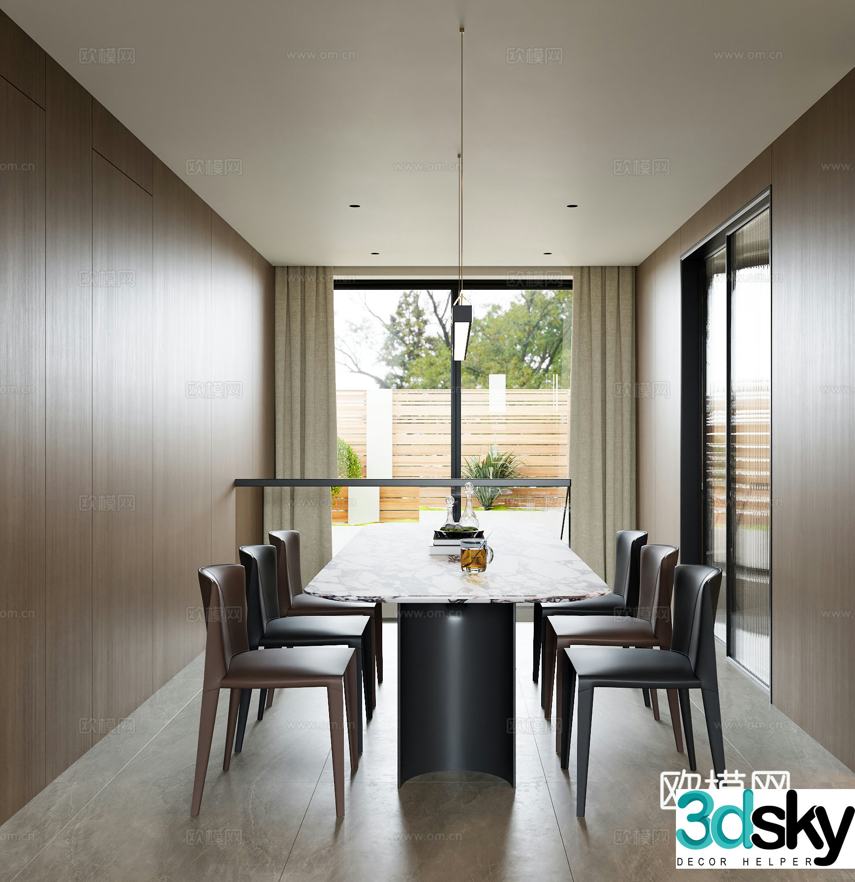 Italian restaurant modern restaurant dining table high-end gray restaurant black and white gray restaurant modern living restaurant 3d model