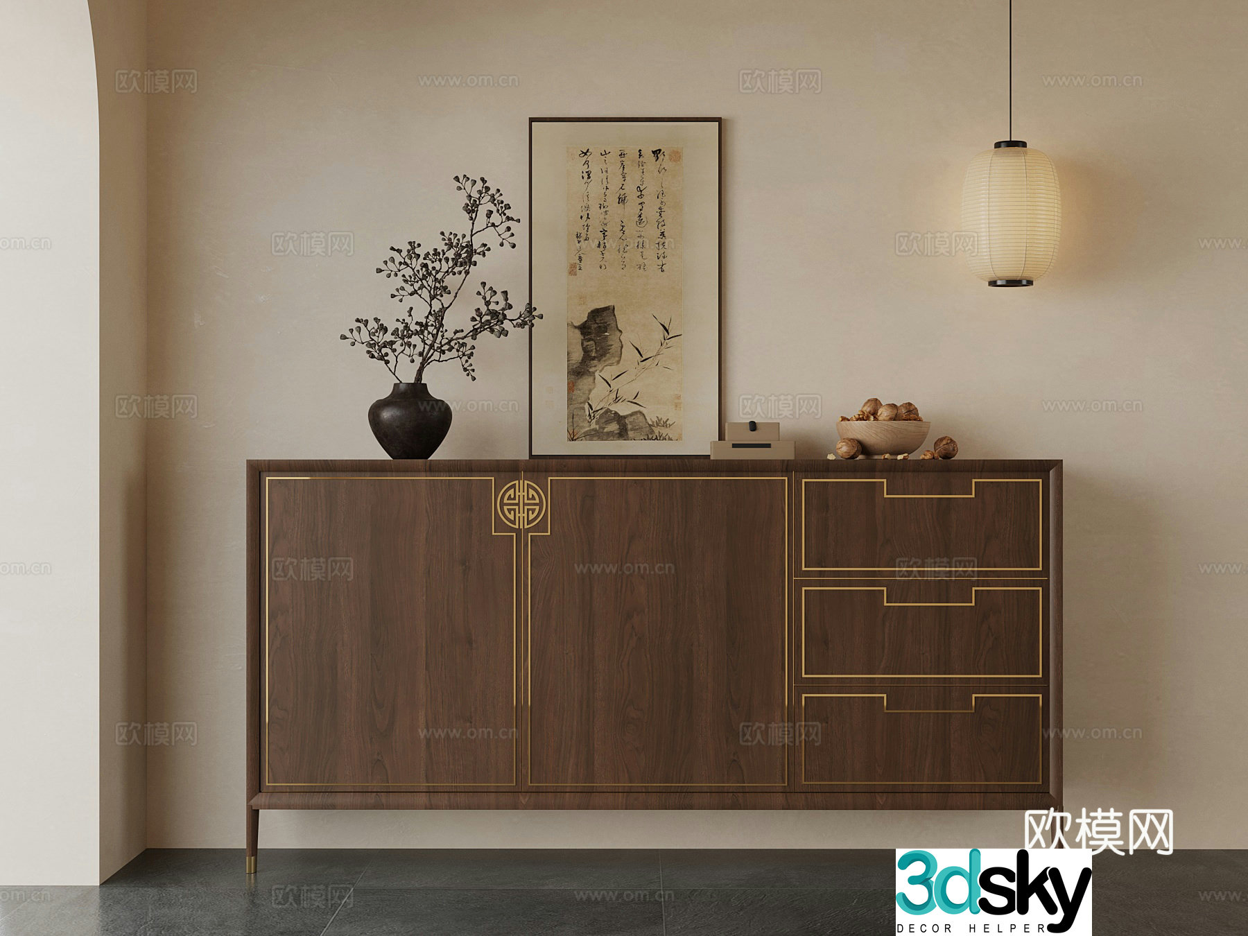 Porch Cabinet New Chinese style porch Cabinet 3D model