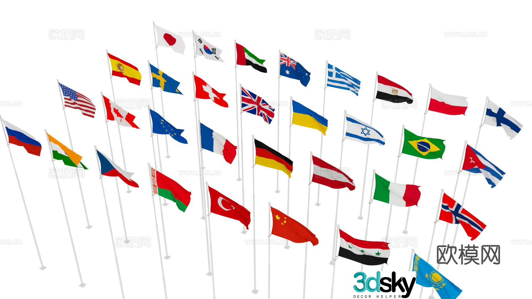 flag flag flag stand 3d model