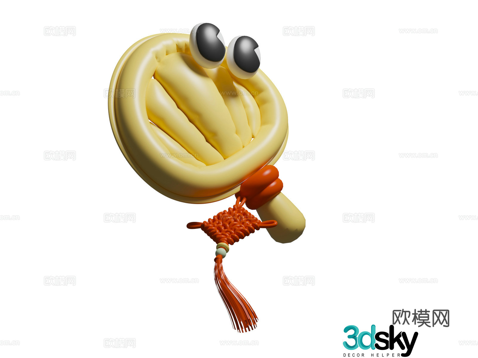 Cartoon fan inflated style cartoon palm fan 3d model