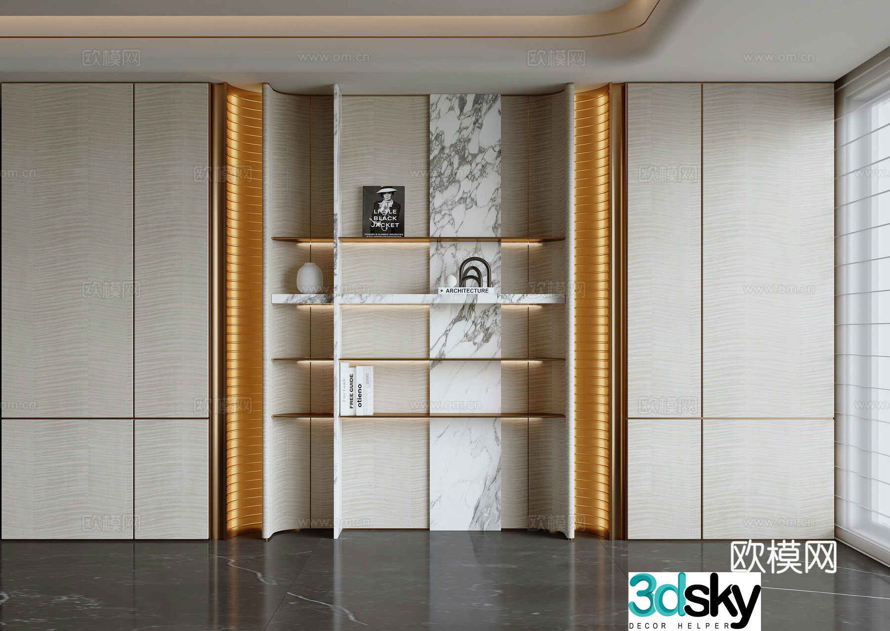 Modern light luxury bookcase 3D model