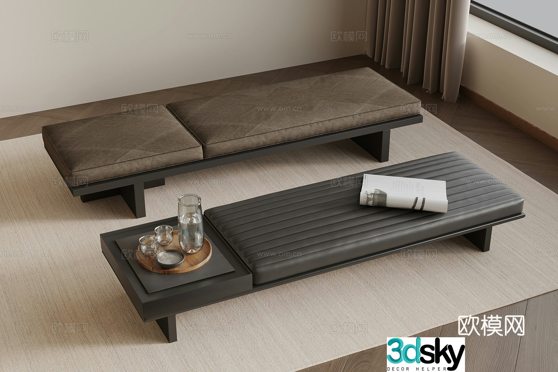 Italian shoe changing stool bench 3d model